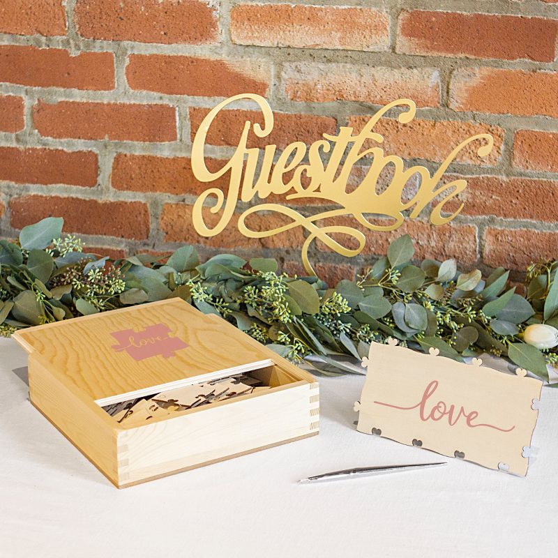 "Love" Wedding Guestbook Puzzle Tan