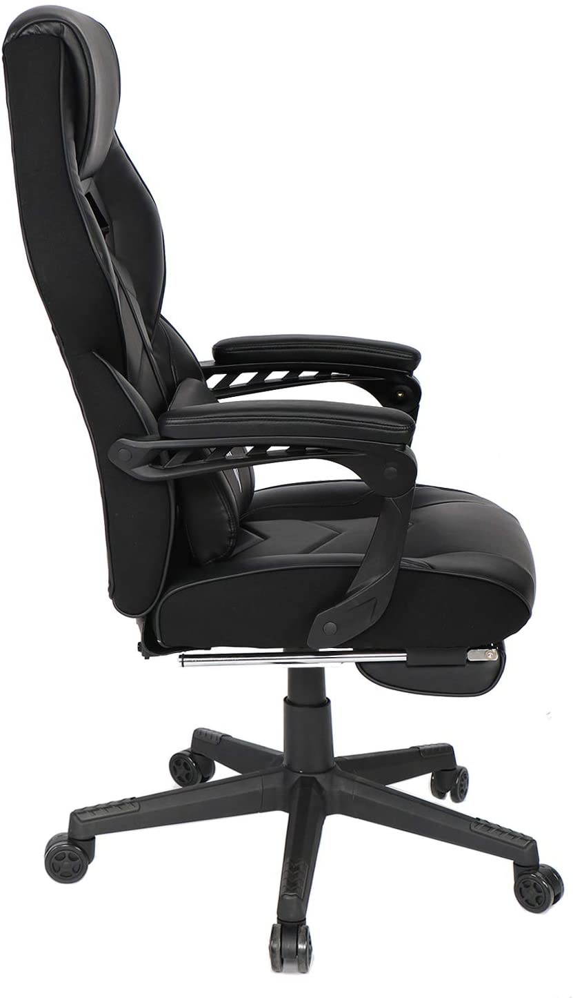 Racing Gaming Chair with Footrest and Massage Lumbar Pillow, Swivel Height Adjustable Reclining PU Leather Video Game Chair, E-Sports Gaming Chair Big and Tall