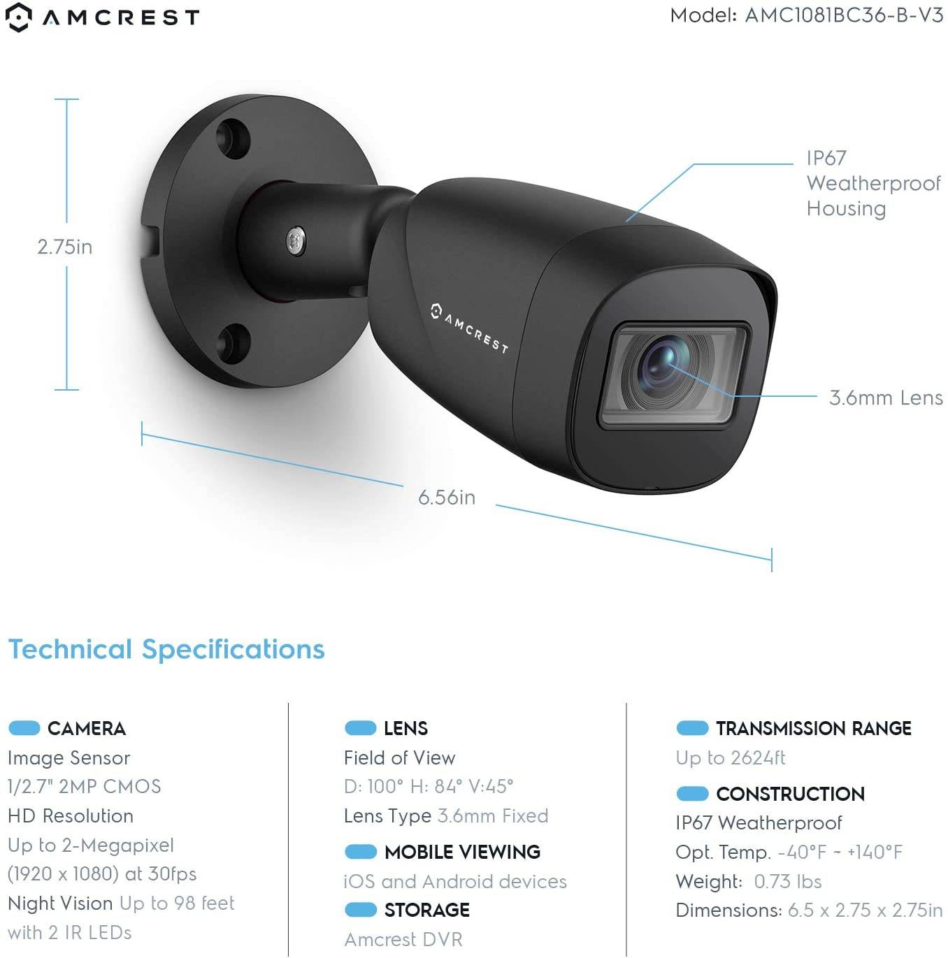 Amcrest HD 1080-Lite 4CH Video Security Camera System - Four 1280x720P IP67 Outdoor Cameras, 65ft Night Vision, Pre-Installed 1TB HDD, Supports AHD, CVI, TVI, 960H & IP Cameras (AMDVTENL4-4B-B-1TB)