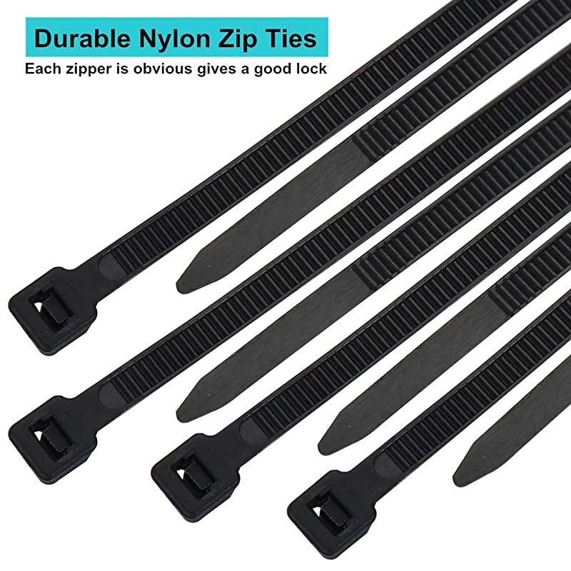 8 Inch Zip Ties, 150 Pieces Durable Adjustable Nylon Wire Ties and 50 Pounds Tensile Strength for Home, Garage, Office, Vegetable Garden,Travel