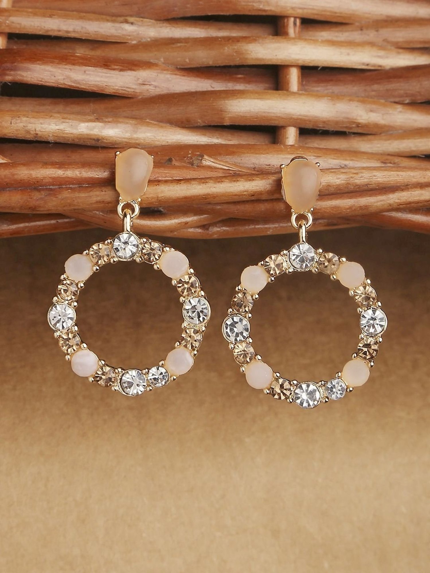 Accessorize London Women's Orange Eclectic Stone Circle Short Drop Earrings