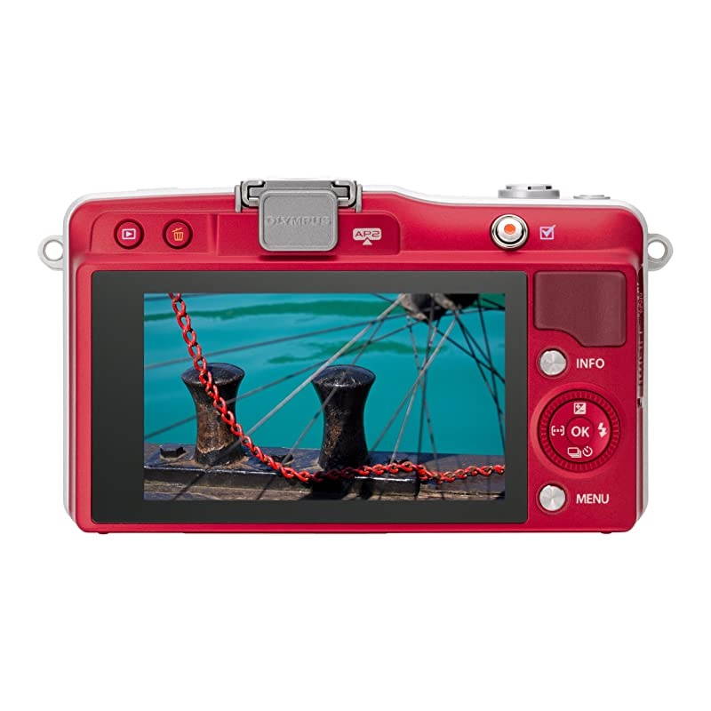 E-PM2 Mirrorless Digital Camera with 14-42mm Lens (Red) (Old Model)