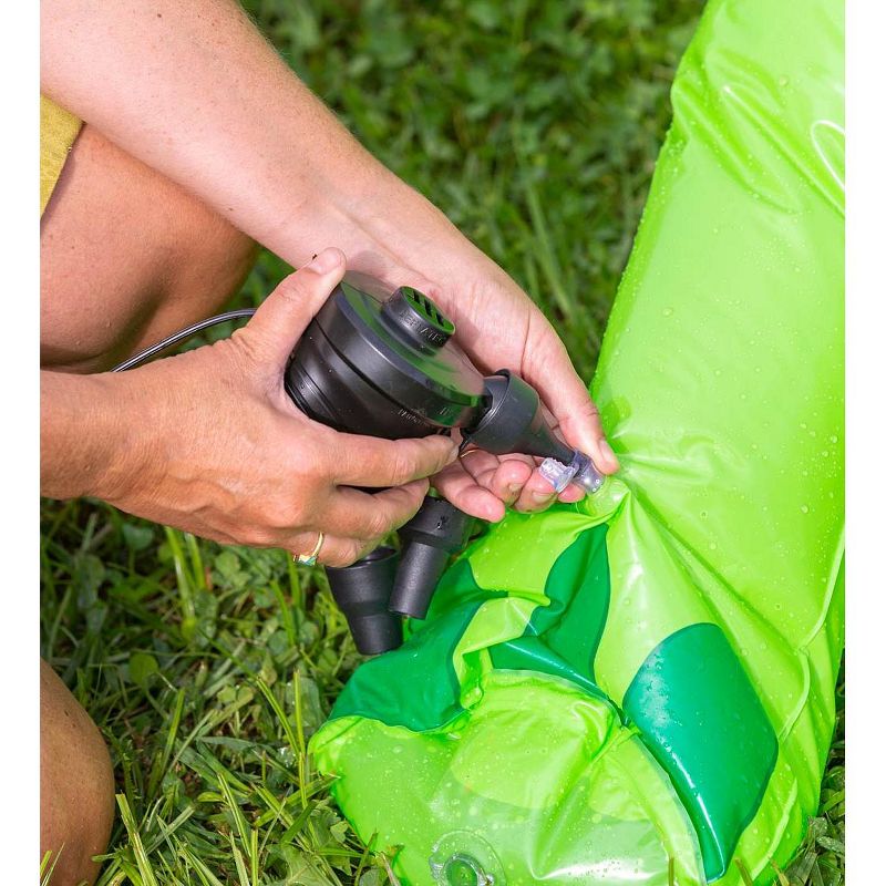 HearthSong - Kids Gigantic 7'H Inflatable Green Dinosaur Sprinkler for Outdoor Active Water Play