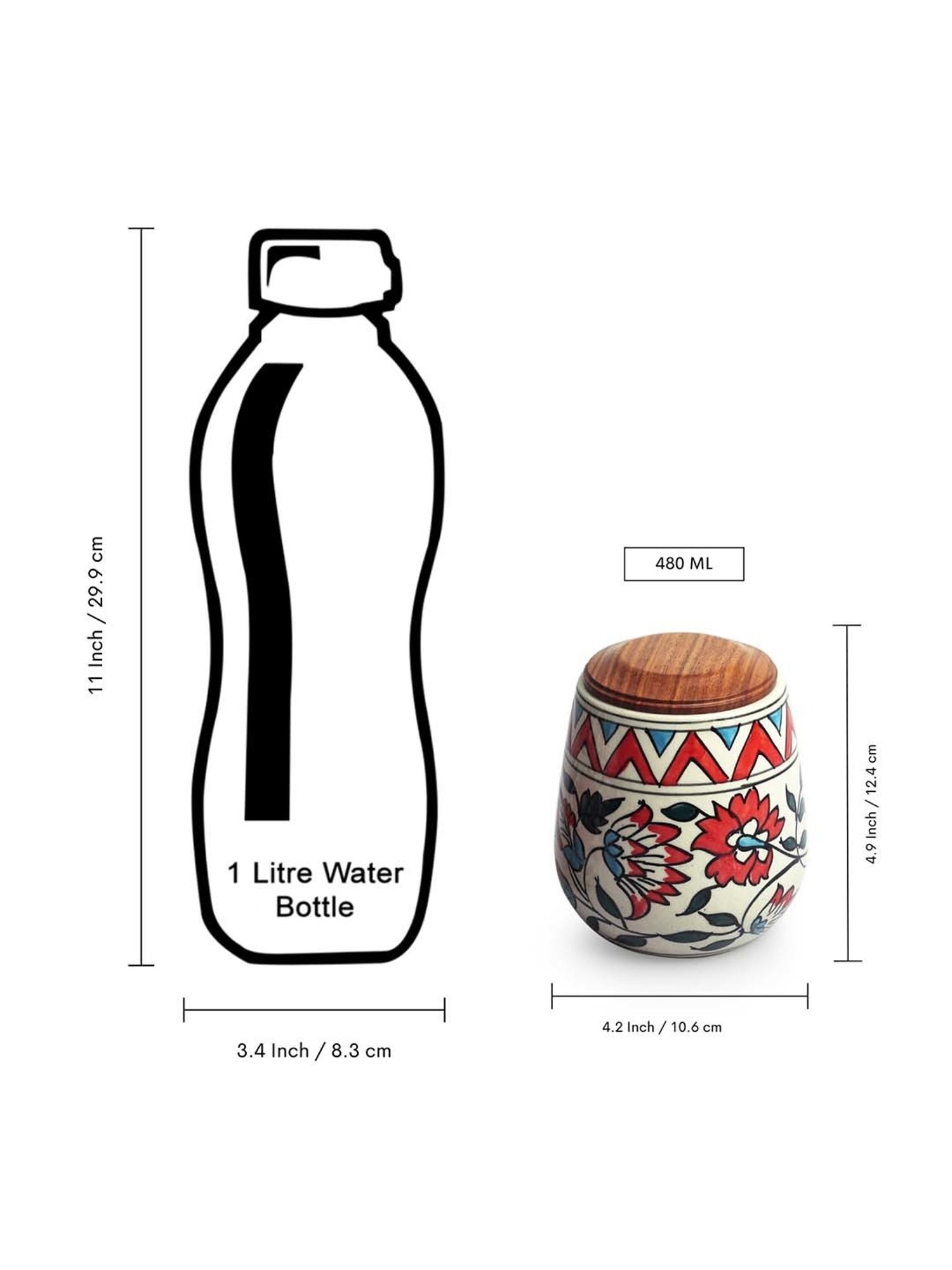 ExclusiveLane White & Brown Ceramic Persian Floral Air-Tight Storage Container - Set of 2