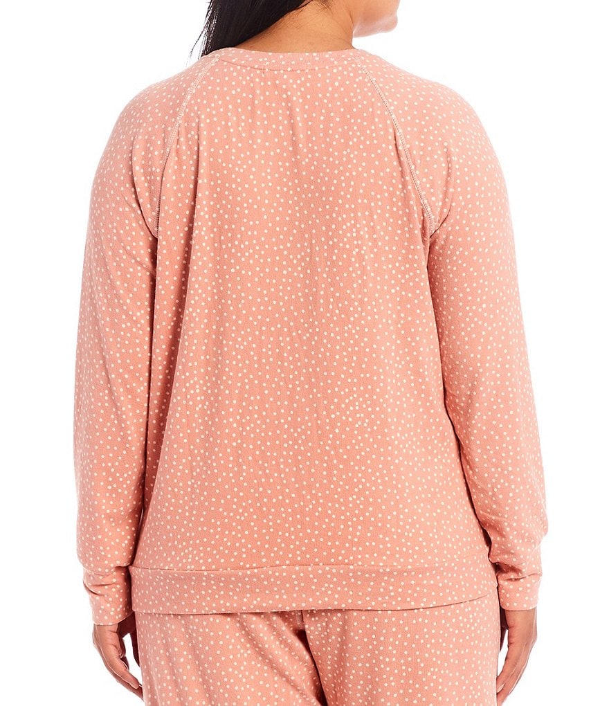 PJ Salvage Plus Dollie Dot Print Jersey Knit Round Neck Long Sleeve Coordinating Sleep Top