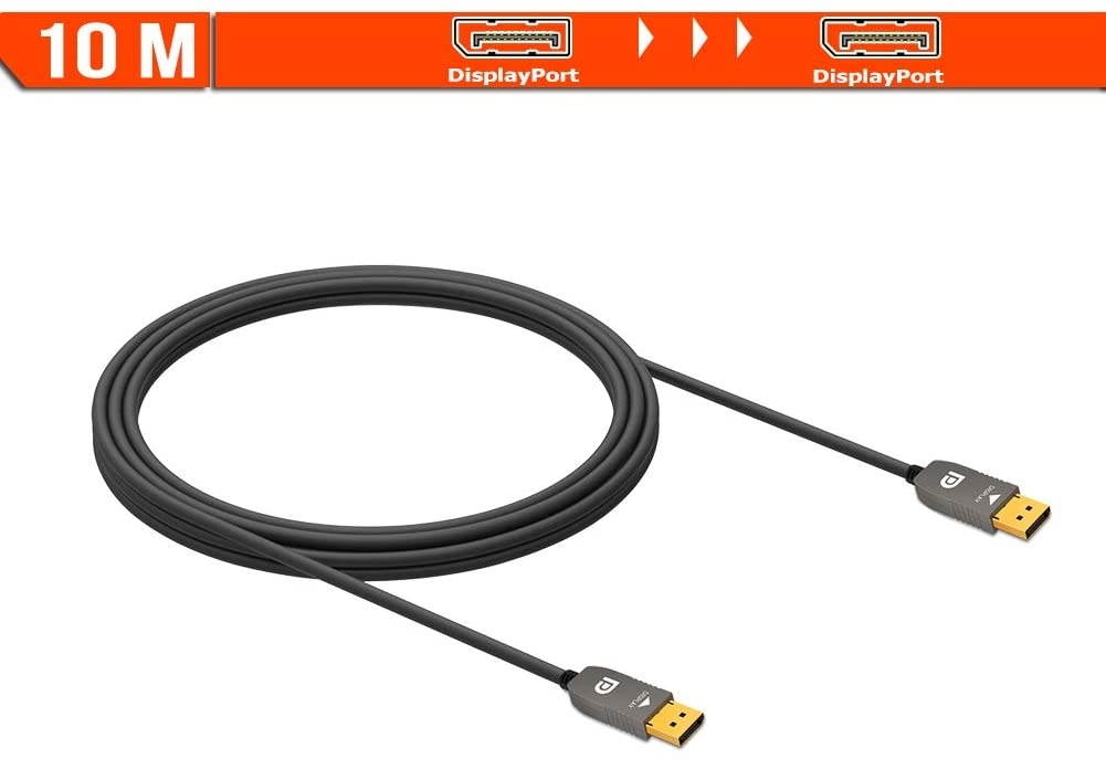 RUIPRO 4K Fiber DisplayPort Cable 33 feet Light High Speed Support 21.6 Gbps 4K at 60Hz DP1.2 Slim and Flexible with Optic Technology (10M)