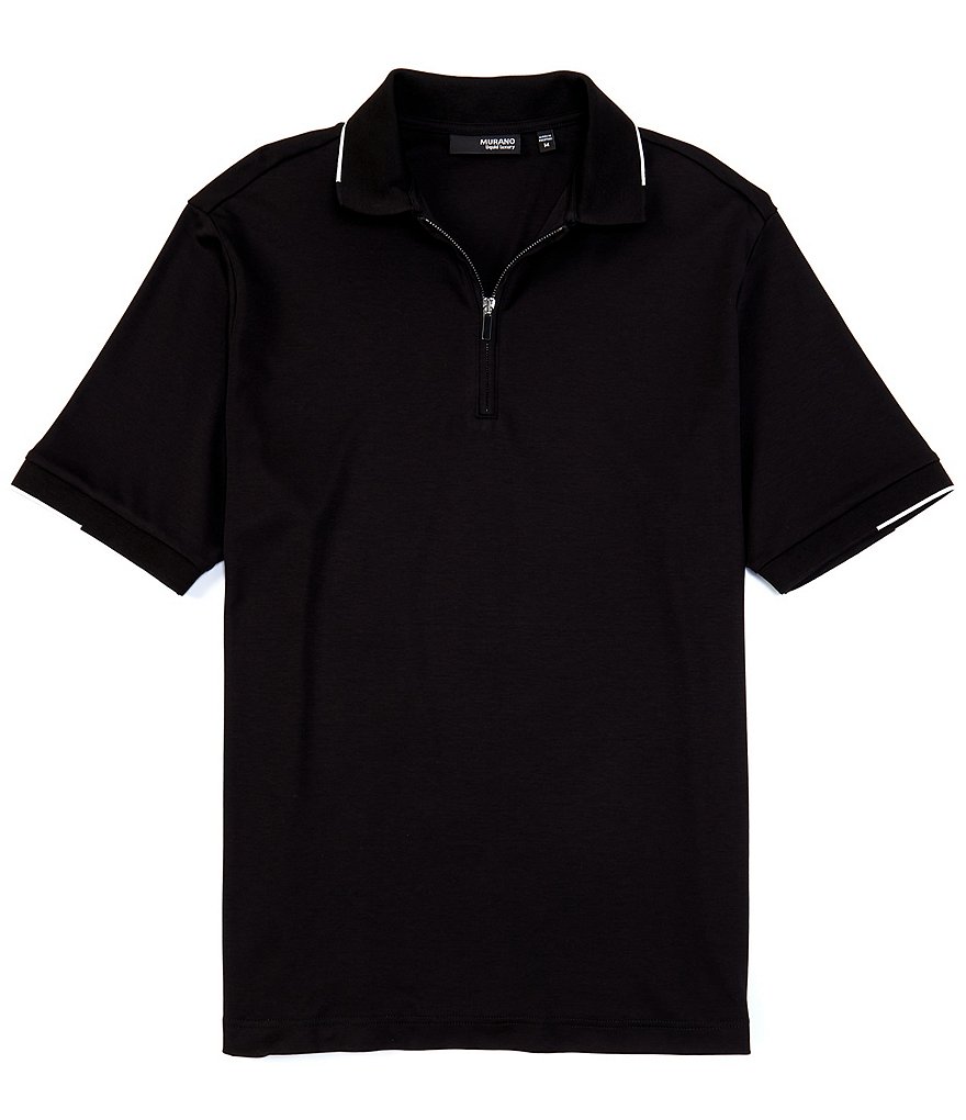 Murano Big & Tall Liquid Luxury Classic-Fit Tipped Solid Short-Sleeve Quarter-Zip Polo Shirt