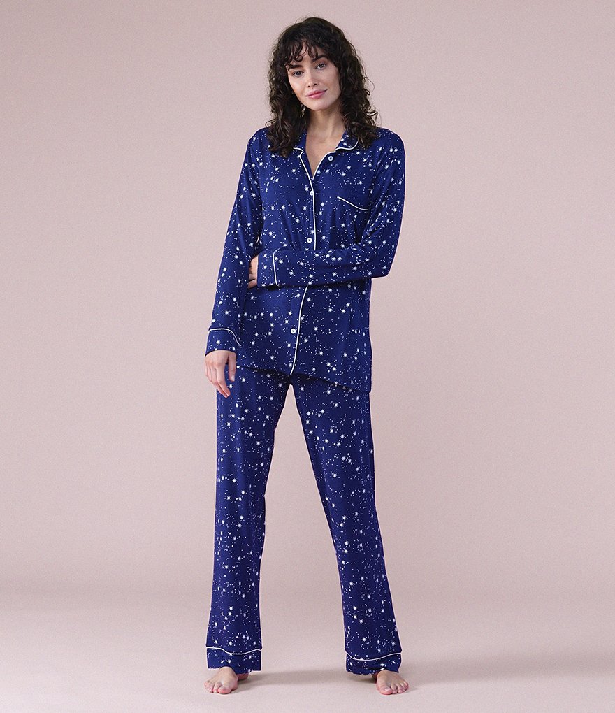 Papinelle Kate Star Printed Long Sleeve Button Front Modal Pajama Set