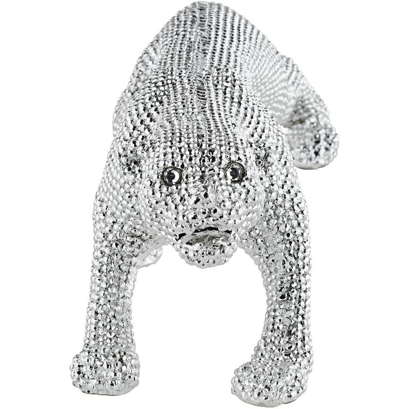 Studio 55D Prowling 23 1/2" Wide Electroplated Silver Leopard Sculpture