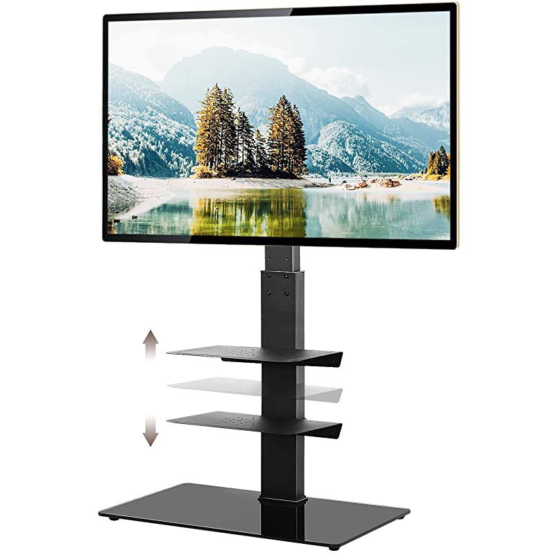 Floor TV Stand with Swivel Mount Height Adjustable for 32 37 42 47 50 55 60 65 inch Plasma LCD LED Flat or Curved Screen TVsCable ManagementRemovableAdjustable Shelf