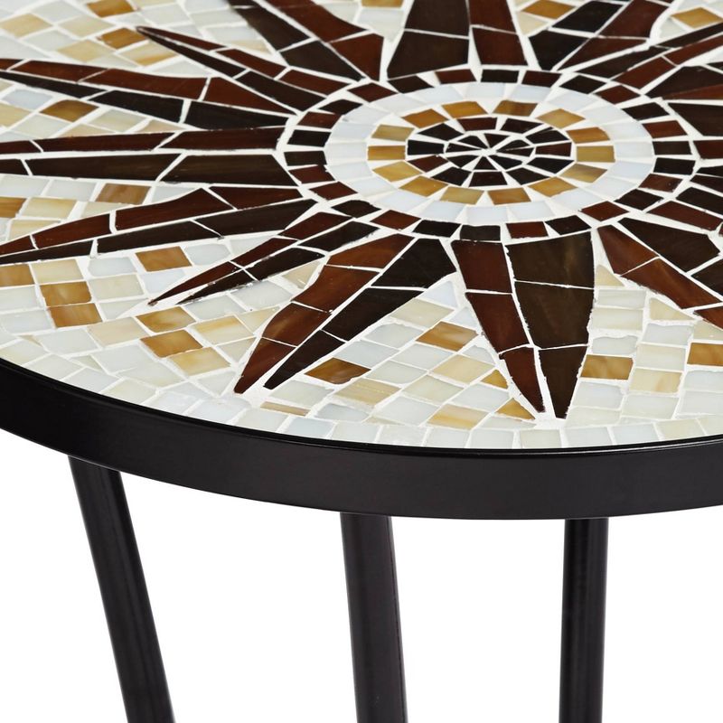 Teal Island Designs Sunburst Mosaic Black Outdoor Accent Table