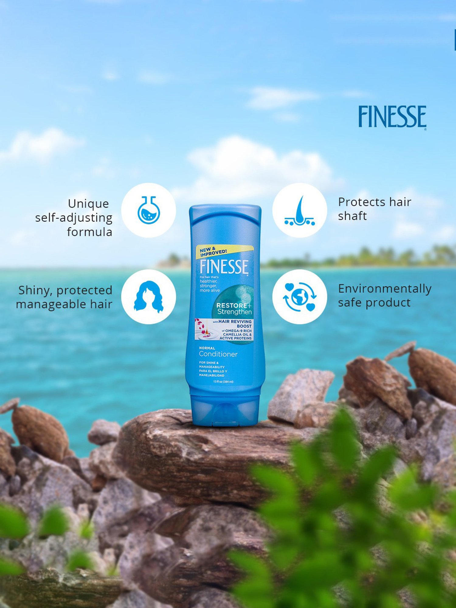 Finesse Restore + Strengthen Normal Conditioner - 380 ml