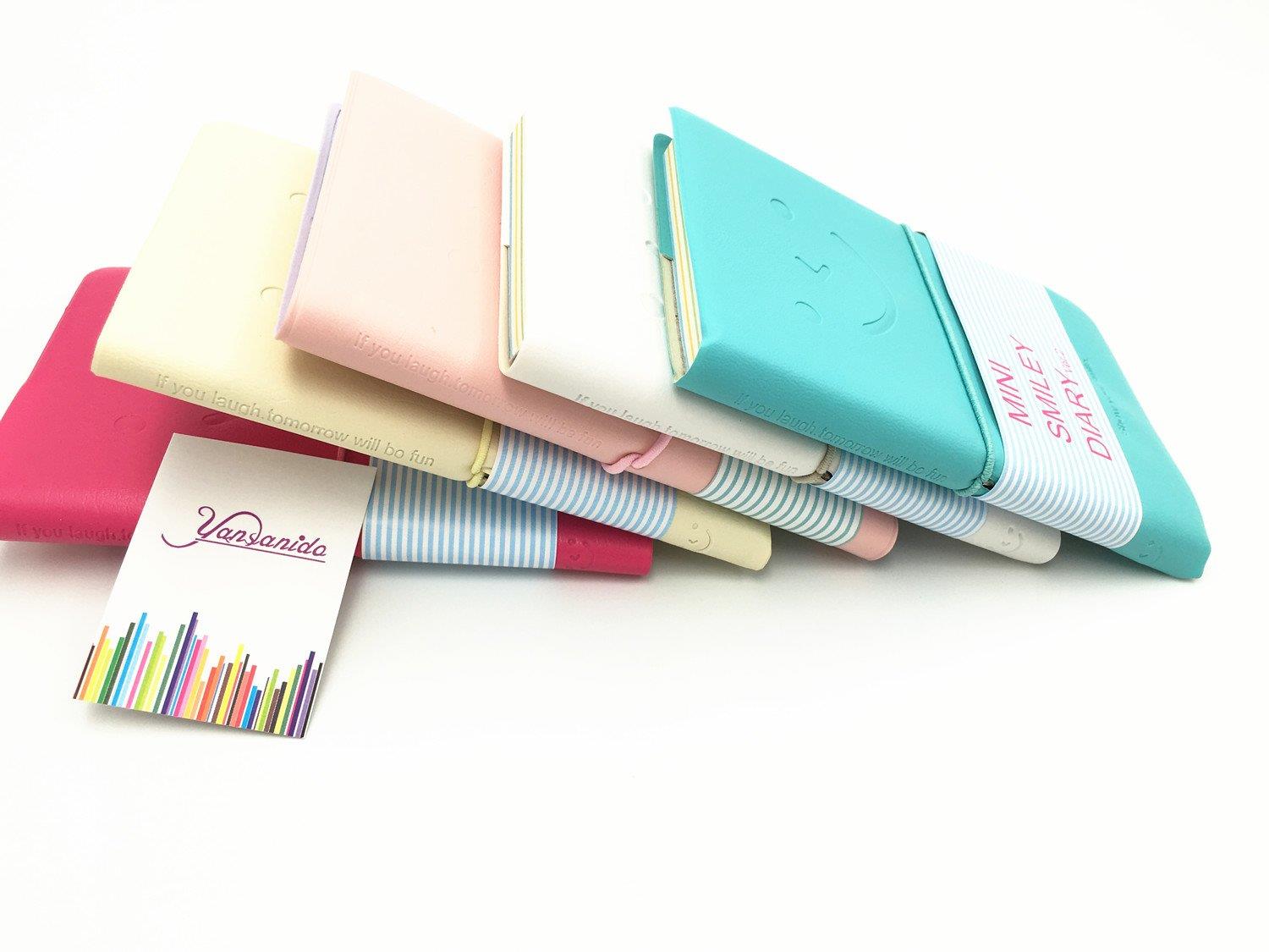 Pocket Notebook Set 4pcs of Pocket Super Mini Smiley Diary Notebooks Memo Note Book 5x3 Inch PU Leather Case Color Random (4 set)