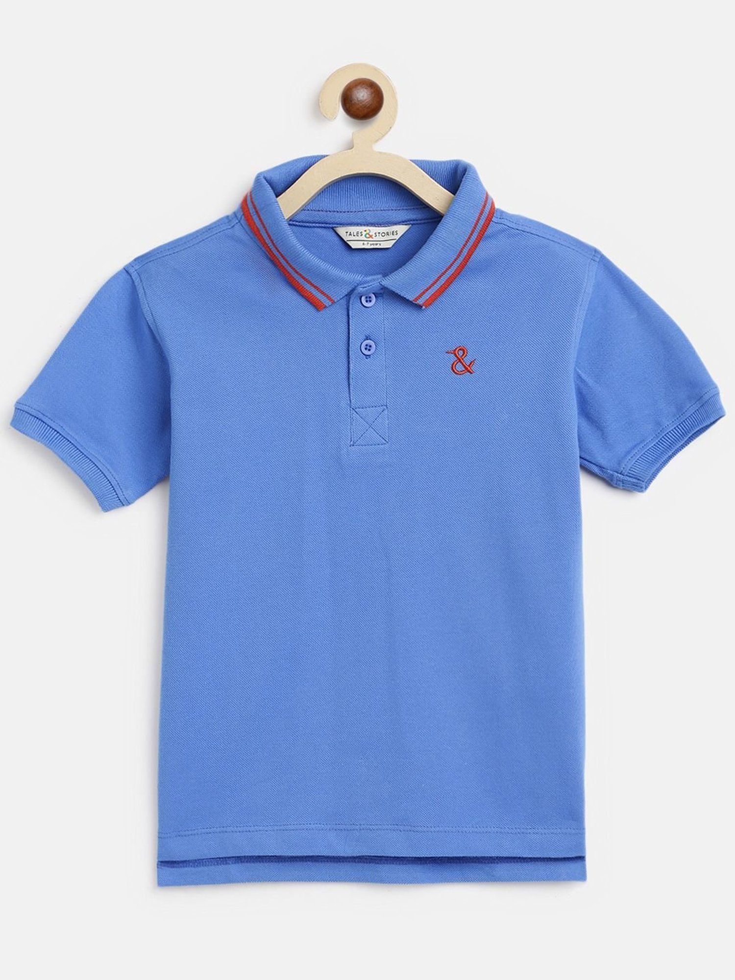 Tales & Stories Kids Royal Blue Cotton Regular Fit Polo T-Shirt