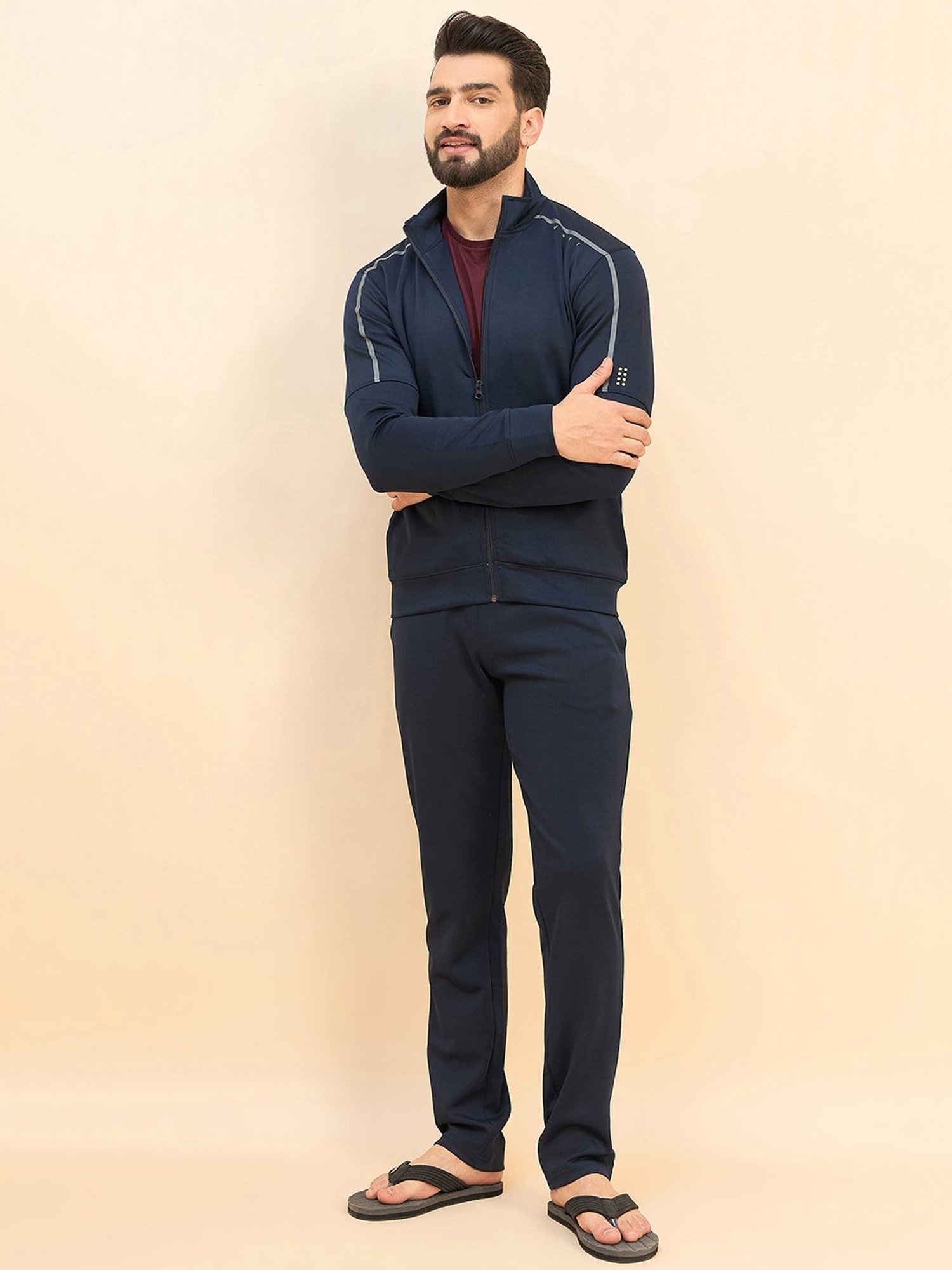 Vimal Jonney Light Mud Cotton Regular Fit Tracksuit