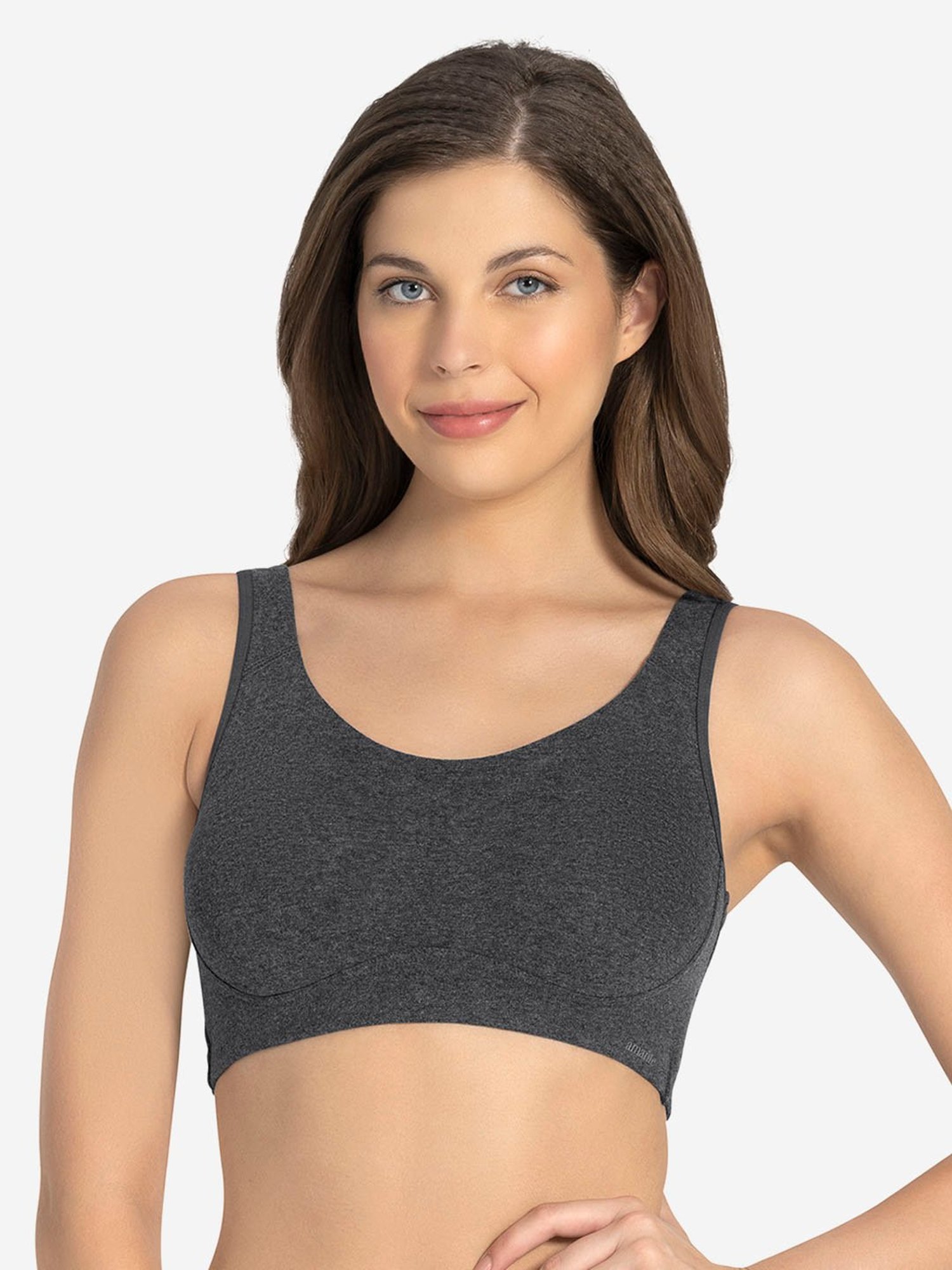 Amante Dark Grey Marl Non Wired Non Padded Sports Bra