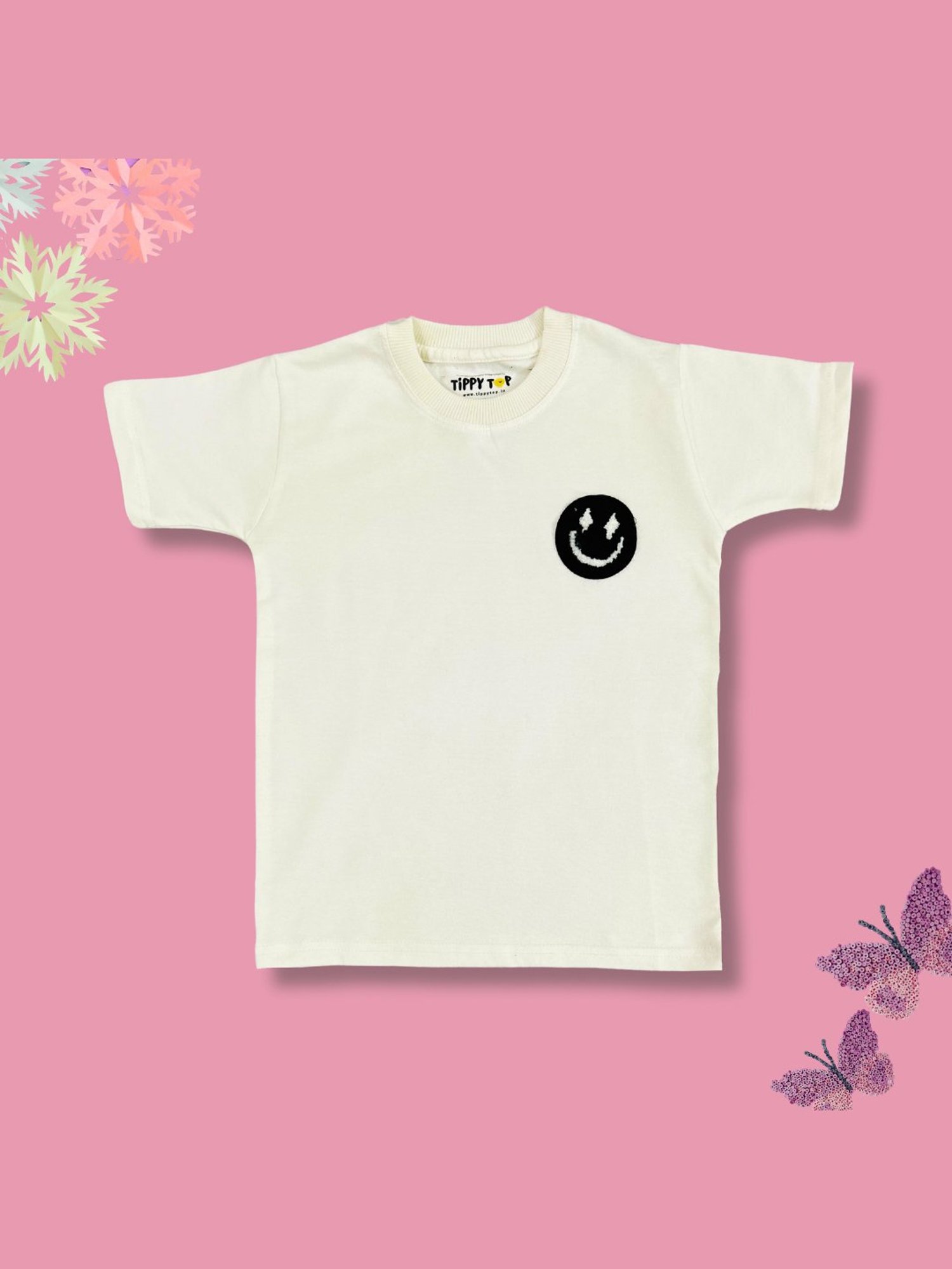 Tippy Top Kids White Self Design T-Shirt