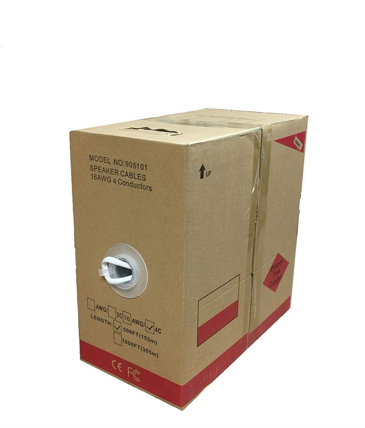 250FT Oxygen Free Pure Copper 16/4 Bulk Speaker Wire 16AWG CL2 in Wall Audio Cable (250ft, 16/4)