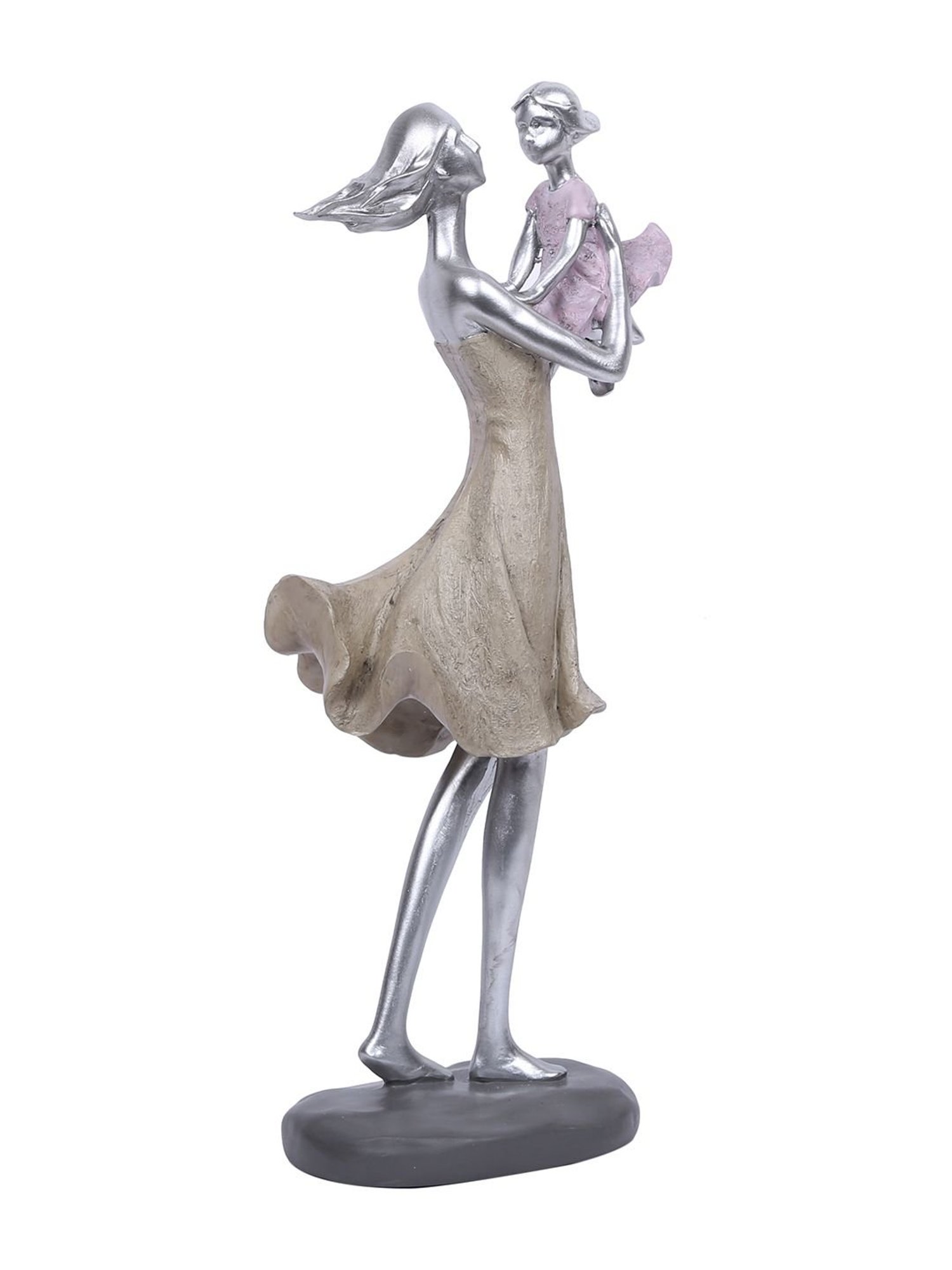 Tayhaa Silver Merry Lady And kid Statue