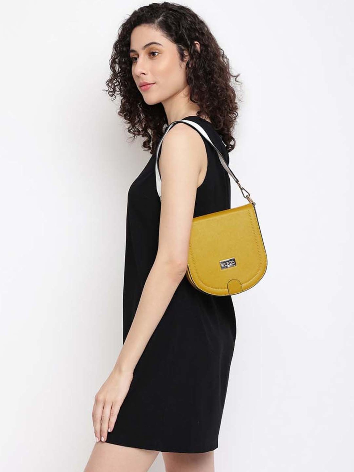 KLEIO Mustard Solid Small Sling Handbag
