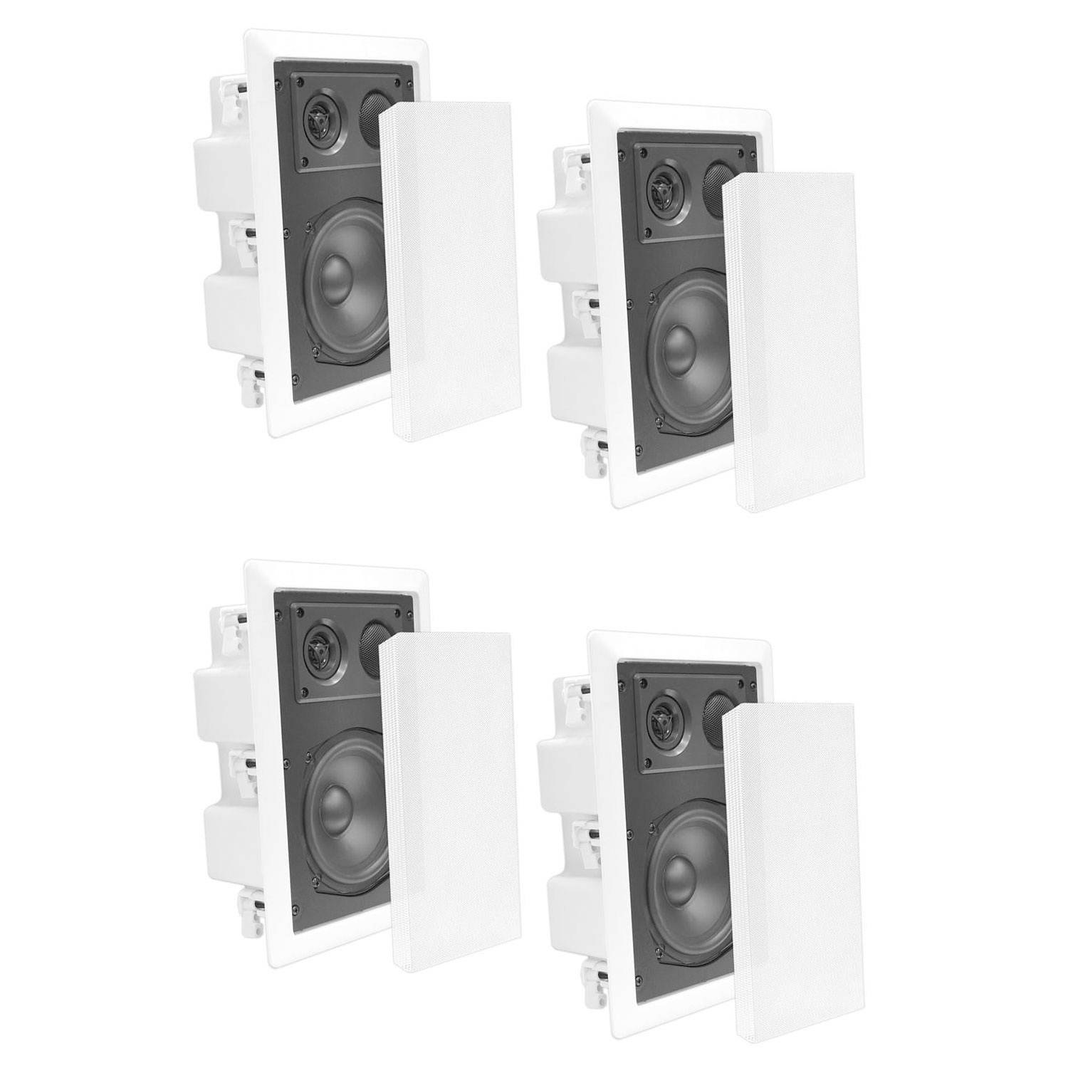 Pyle PDIW87 8 Inch 400 Watt 2 Way Enclosed In Wall/Ceiling Speaker (2 Pairs)