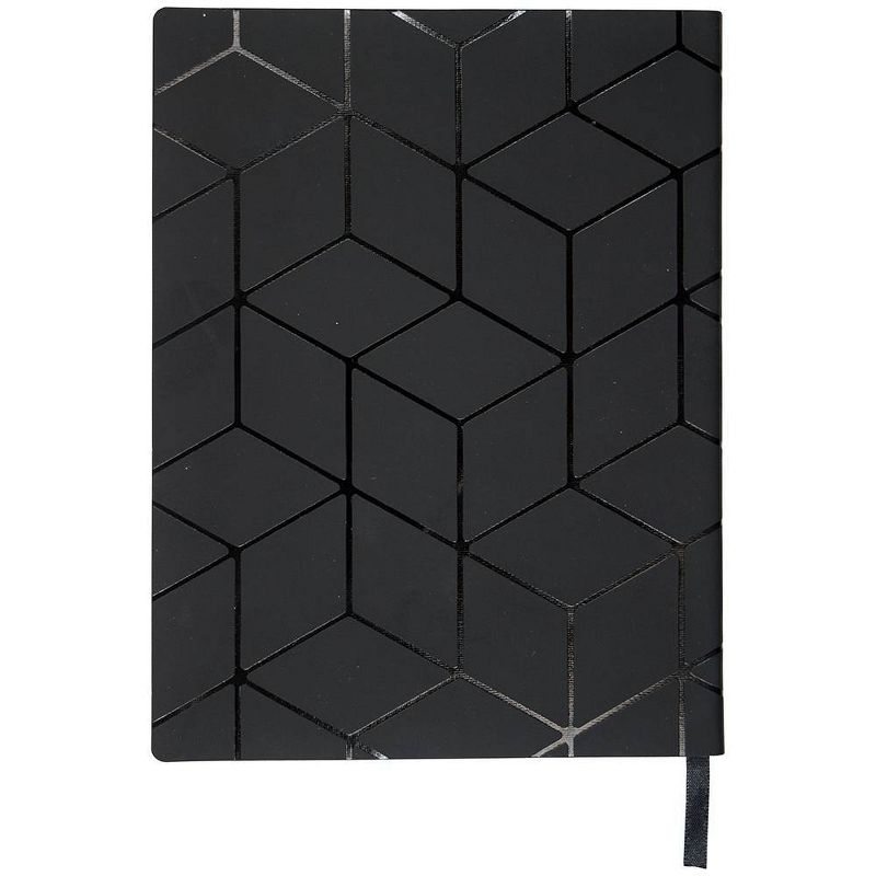 Lined Journal Leatherette Pattern Satin Ribbon Black Stack - Top Flight