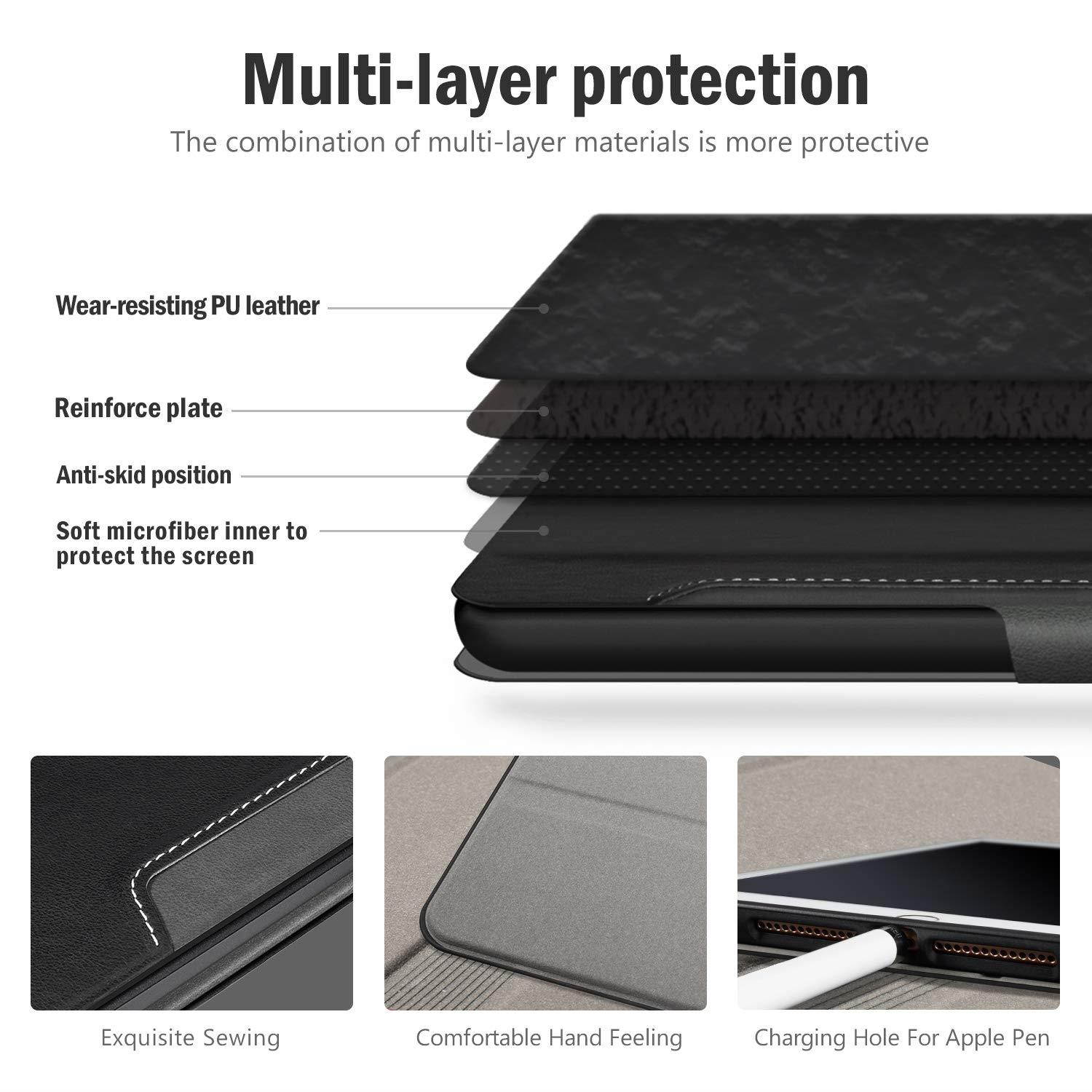 Antbox iPad Case for iPad Pro 9.7/ iPad Air/iPad Air 2 with Built-in Apple Pencil Holder Auto Sleep/Wake Function PU Leather Smart Cover (Black)