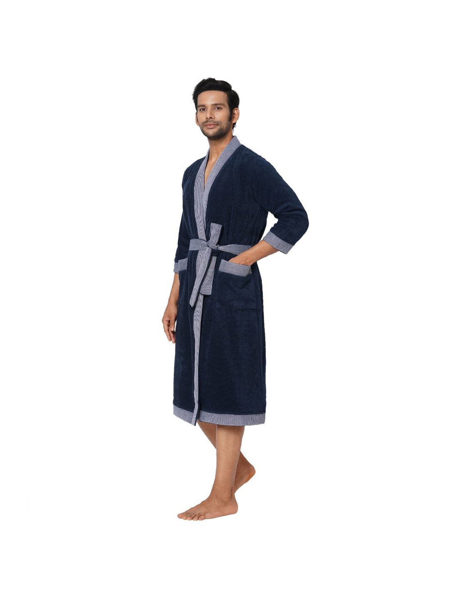 Spaces Hygro Solid Dark Blue Cotton Bathrobes