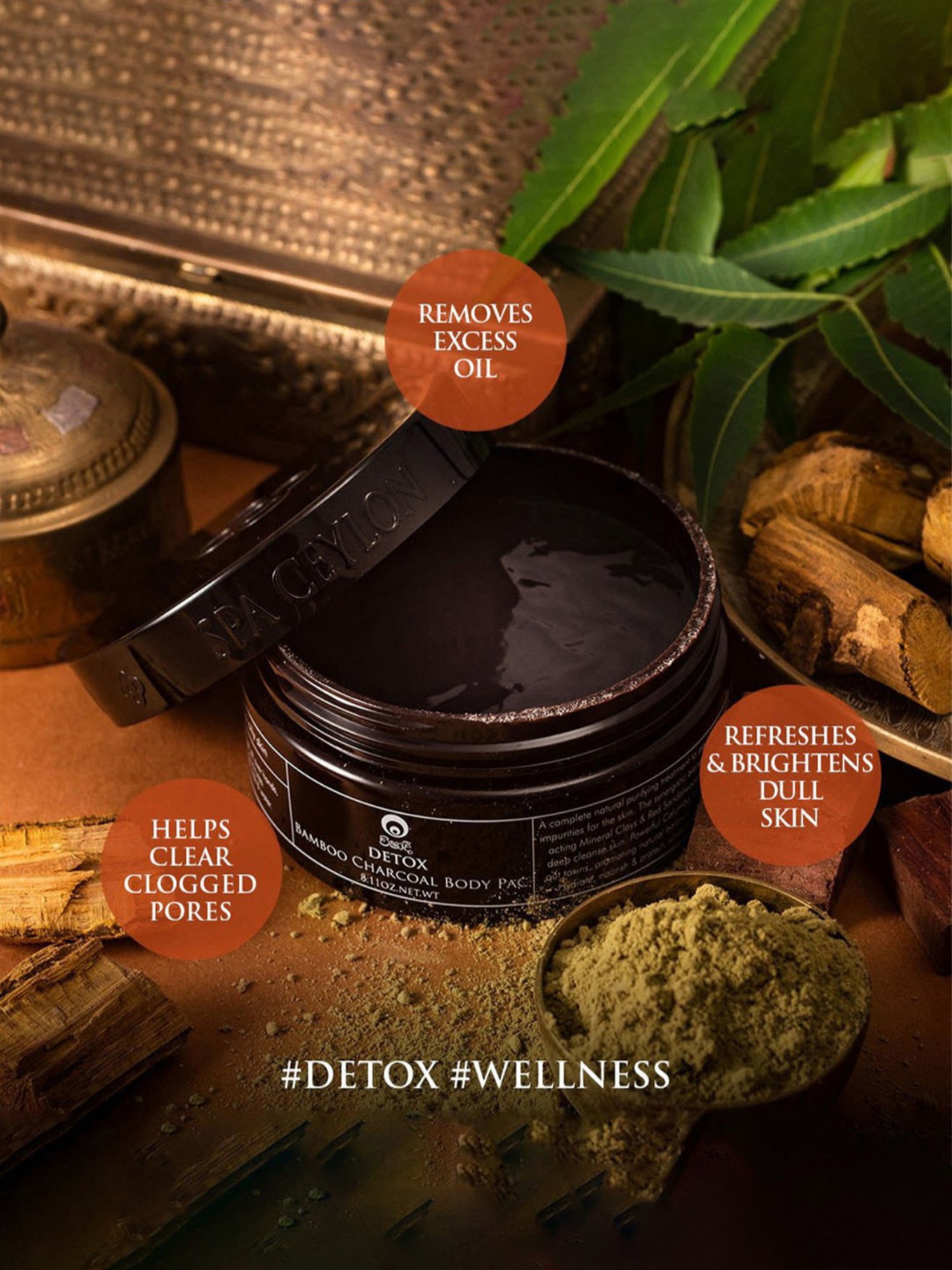 Spa Ceylon Detox Bamboo Charcoal Body Pac - 230 gm