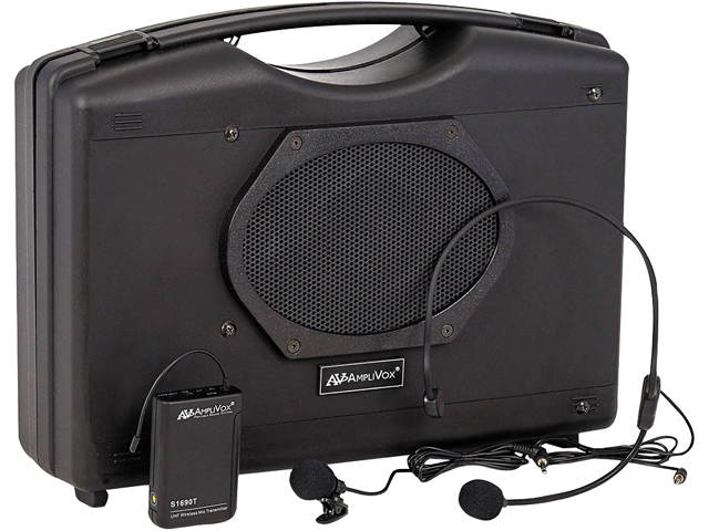 AmpliVox SW222A Bluetooth Audio Portable Buddy with Wireless Handsfree Mic, 50W, Black