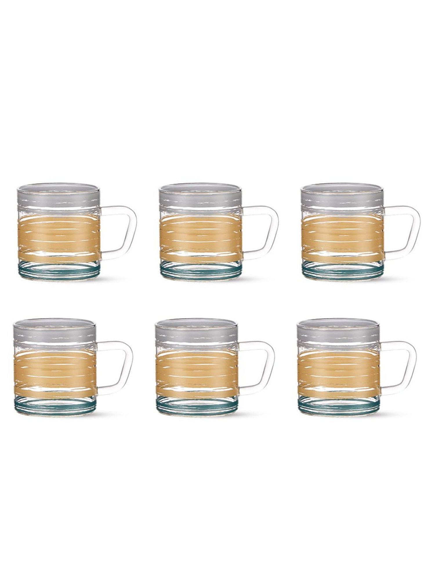 Borosil Transparent Glass Tea & Coffee Mug - Set of 6 (210 ml)