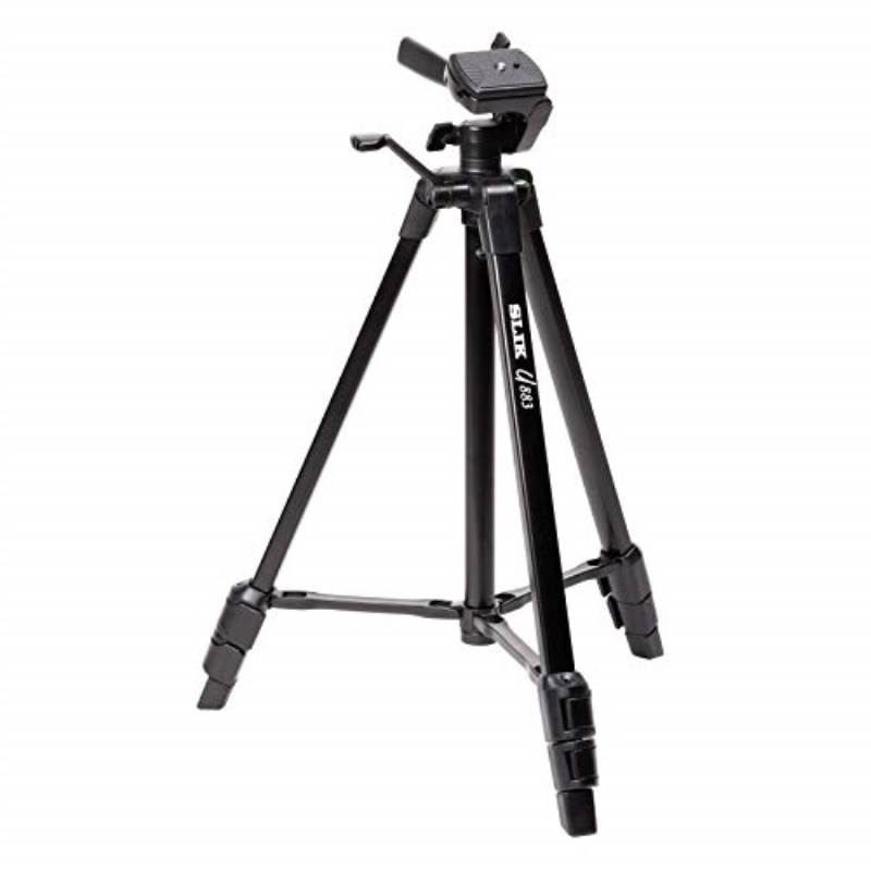 slik u883 3stage compact lightweight folding aluminum travel portable dslr/slr video/camera tripod with 3way pan head for canon nikon sony cameras with carry case  black