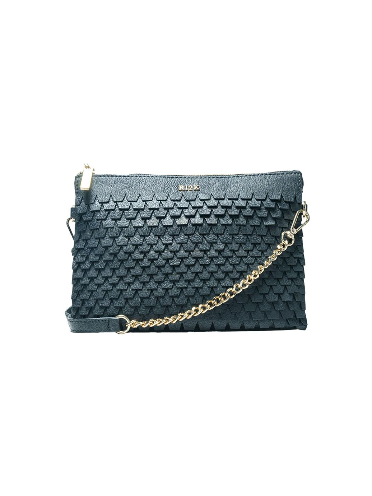 RI2K London Blue Leather Medium Textured Cross Body Bag