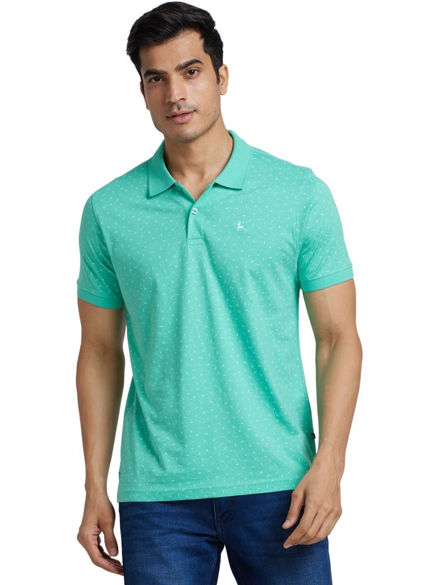 Parx Green Regular Fit Printed Polo T-Shirt