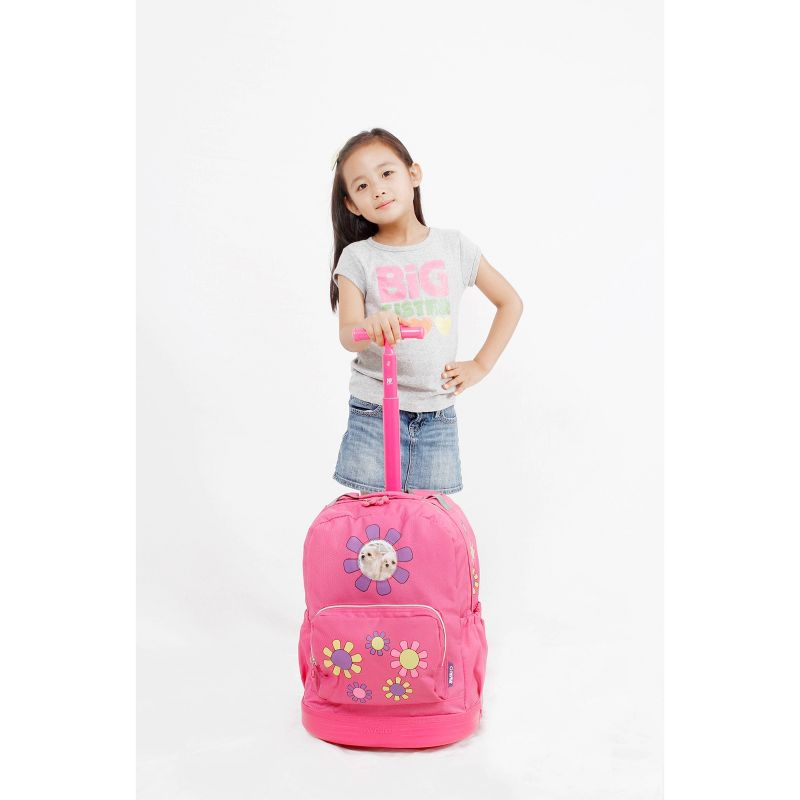 J World 16.5" Daisy Rolling Backpack - Pink