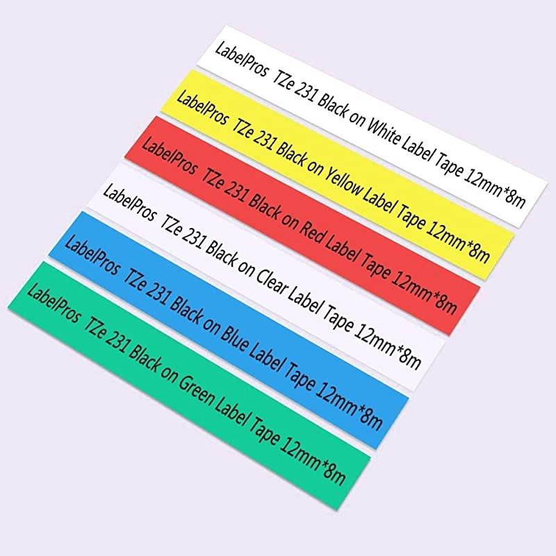 Replace TZe Label Tape 12mm 047 Inch Standard Laminated Tape for TZe231 TZe131 TZe431 TZe531 TZe631 TZe731 Compatible with Brother PTouch Label Maker PTD210 PTH110 PTD600 262 Feet