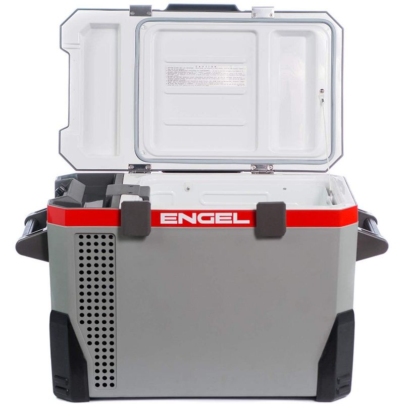 Engel 40-Quart 110/120V-AC 12/24V-DC Portable Top-Opening Tri-Voltage Car Fridge/Freezer with ABS Plastic Shell and Removable Handles, Gray