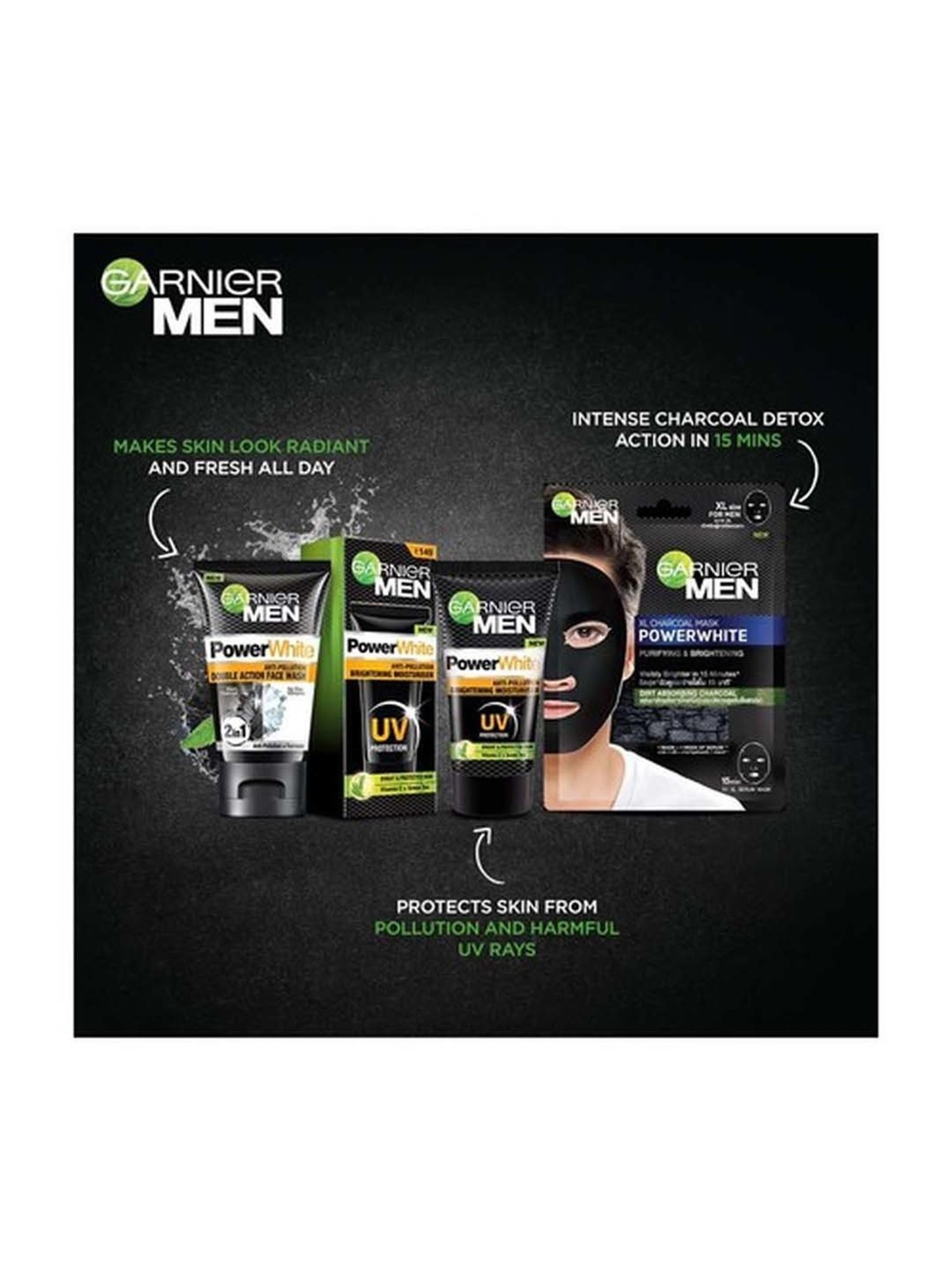 Garnier Men Power White XL Charcoal Mask - 28 gm