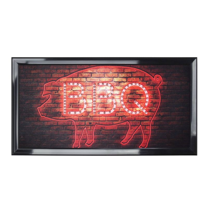 BBQ Pig Framed LED Sign Black - Crystal Art Gallery