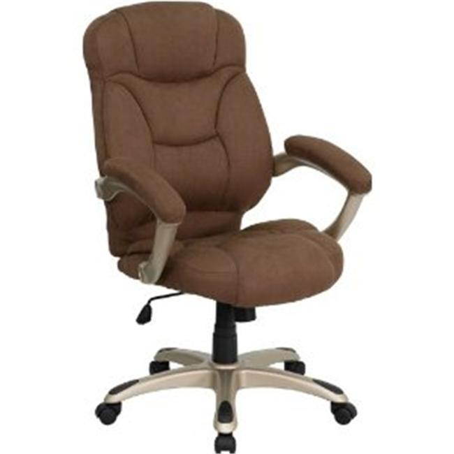 High Back Brown Microfiber Contemporary Executive Swivel Ergonomic Office Chair with Arms