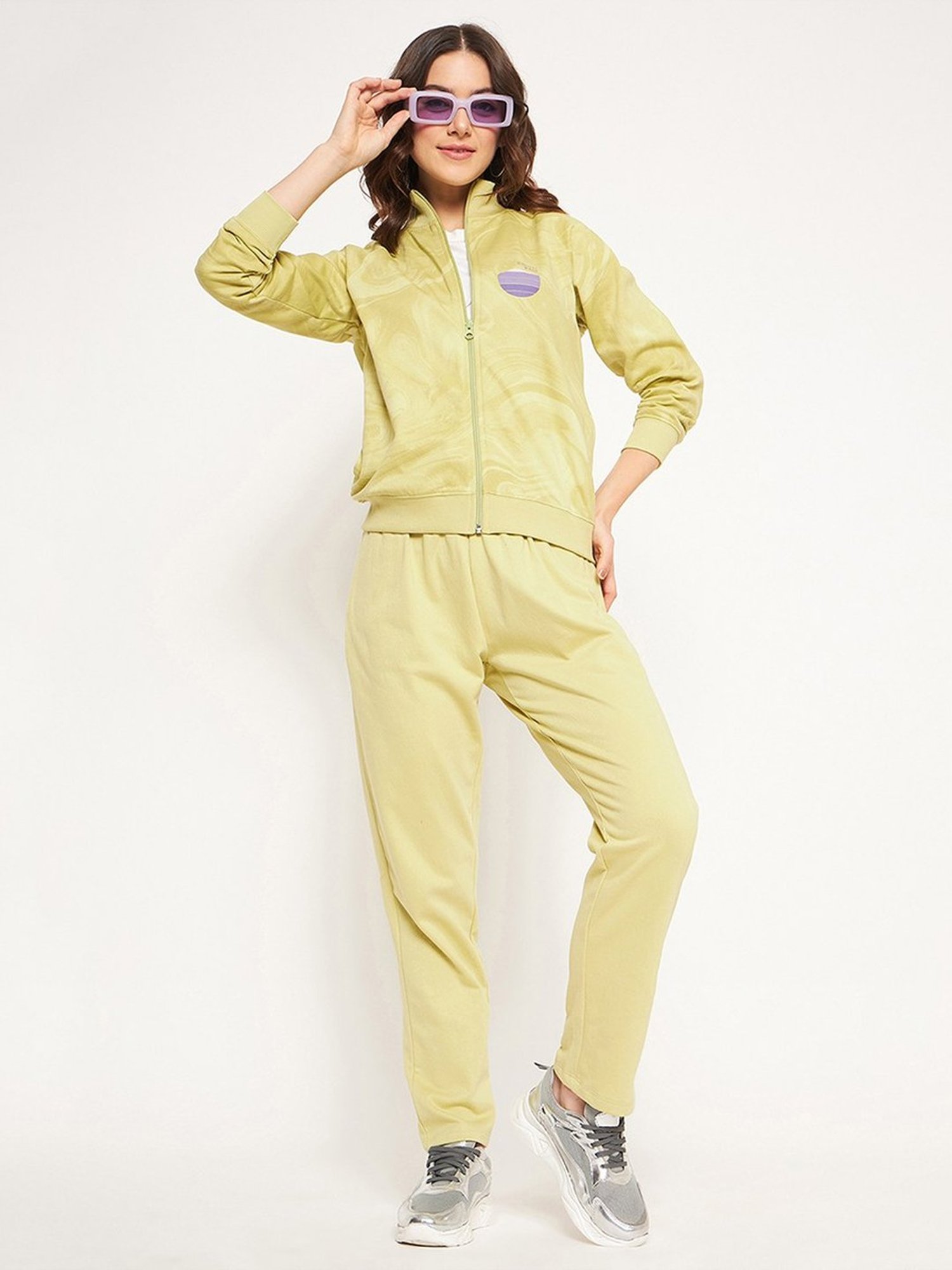 MADAME M Secret Green Printed Sports Tracksuit