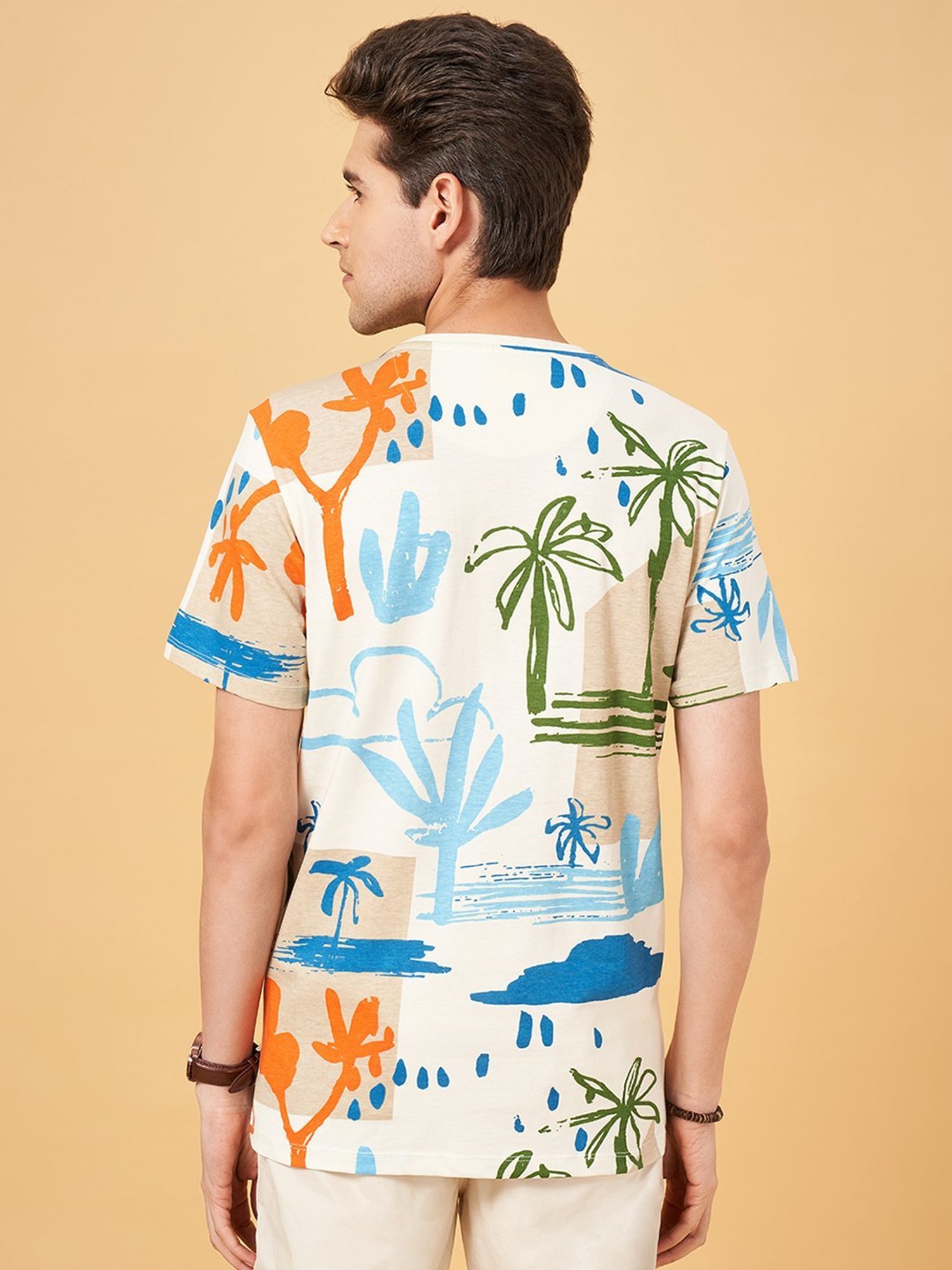 Urban Ranger by Pantaloons Off White Cotton Regular Fit Printed T-Shirt