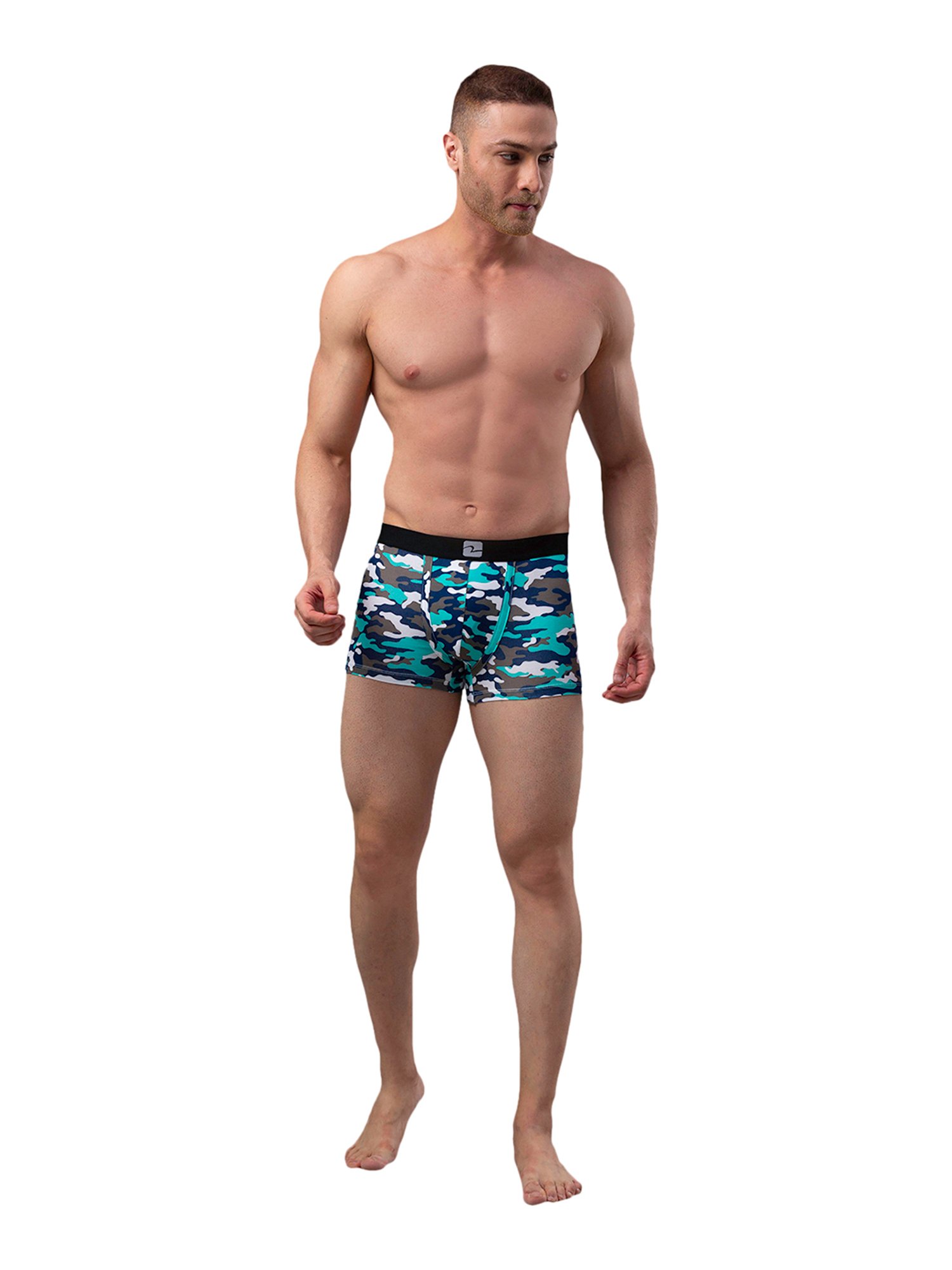 UnderJeans by Spykar Blue & Black Printed Trunks - Pack of 2