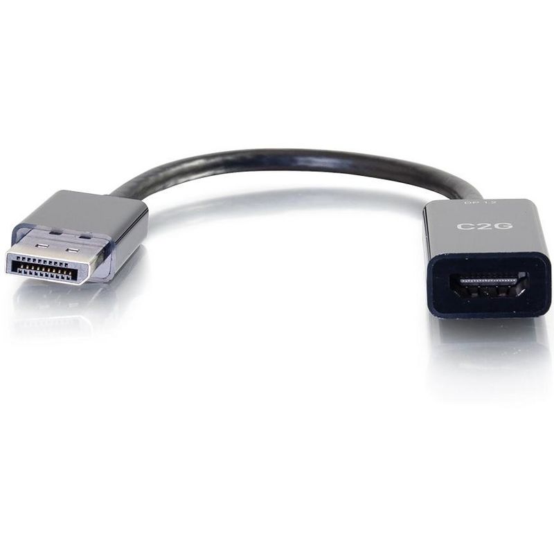C2G 8in DisplayPort to HDMI Adapter - 4K - Passive - Black - 8" DisplayPort/HDMI A/V Cable for Notebook, HDTV, Projector, Audio/Video Device