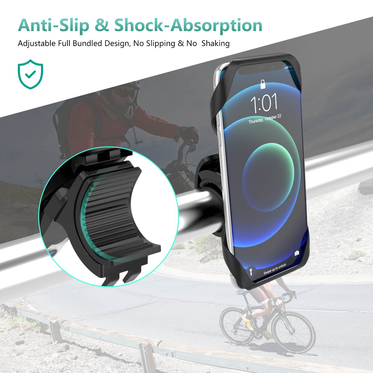 Minthouz Bike Phone Holder, Motorcycle Phone Mount, Bicycle Phone Mount, 360&deg;Rotational Mountain Dirt Bike & Scooter Handlebar & Motorcycle Phone Holder, for 4.5''-7'' Cellphones