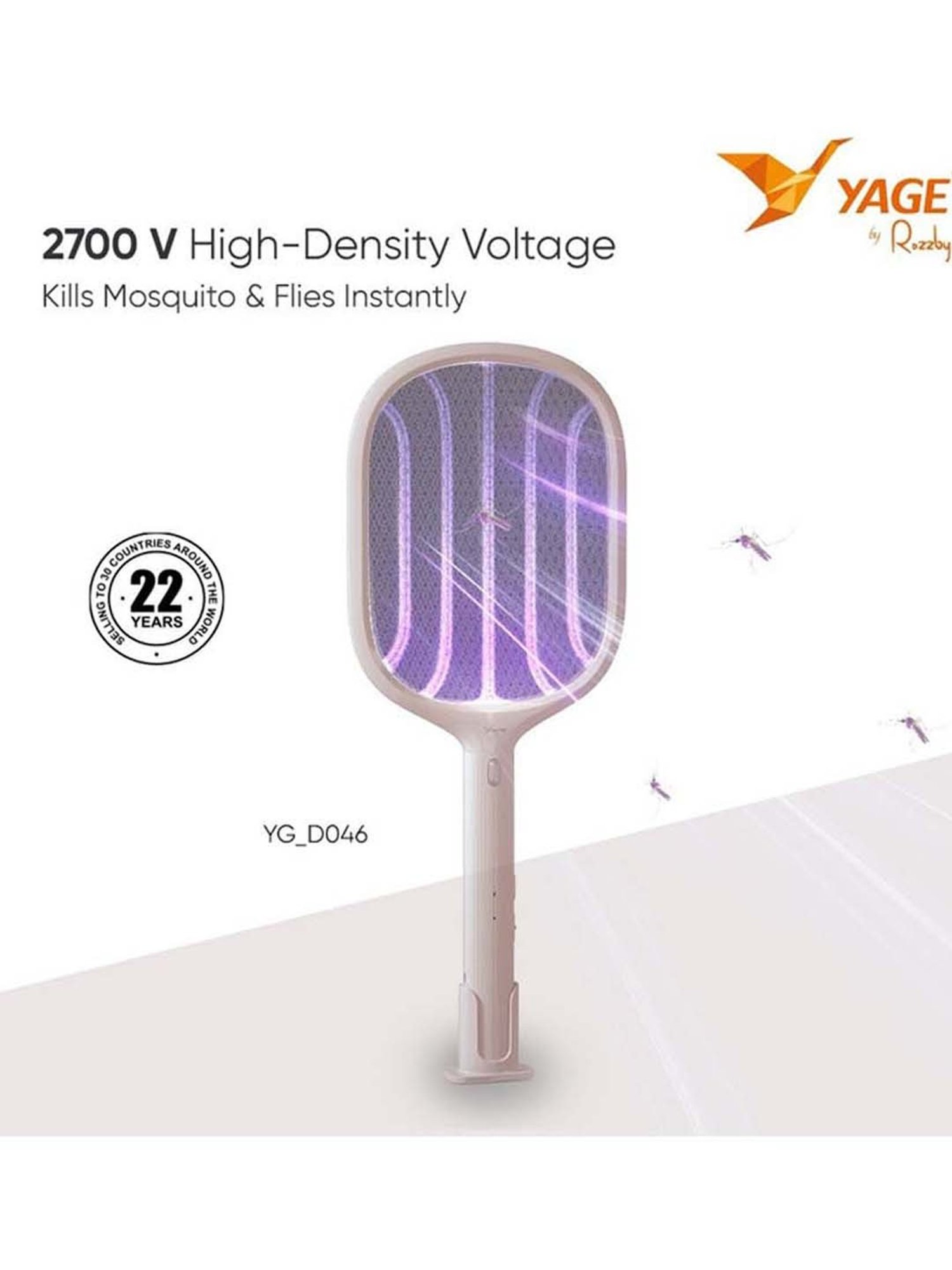 yage 2in1 Electric Insect Killer Racket with USB Charging (White)
