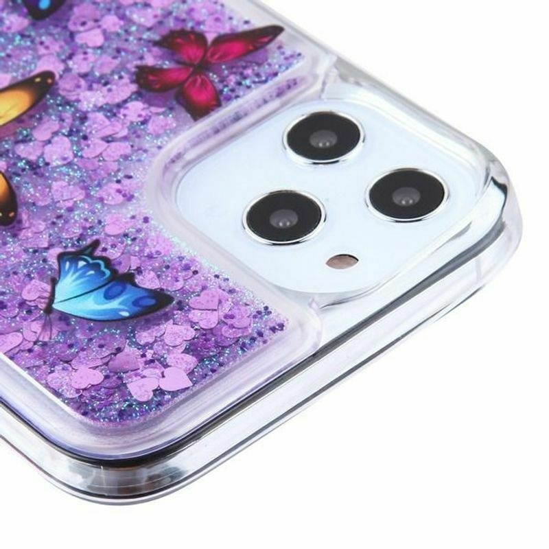 For  iPhone 12 Pro Max 6.7 in Purple Butterfly Dancing Hard Hybrid Case