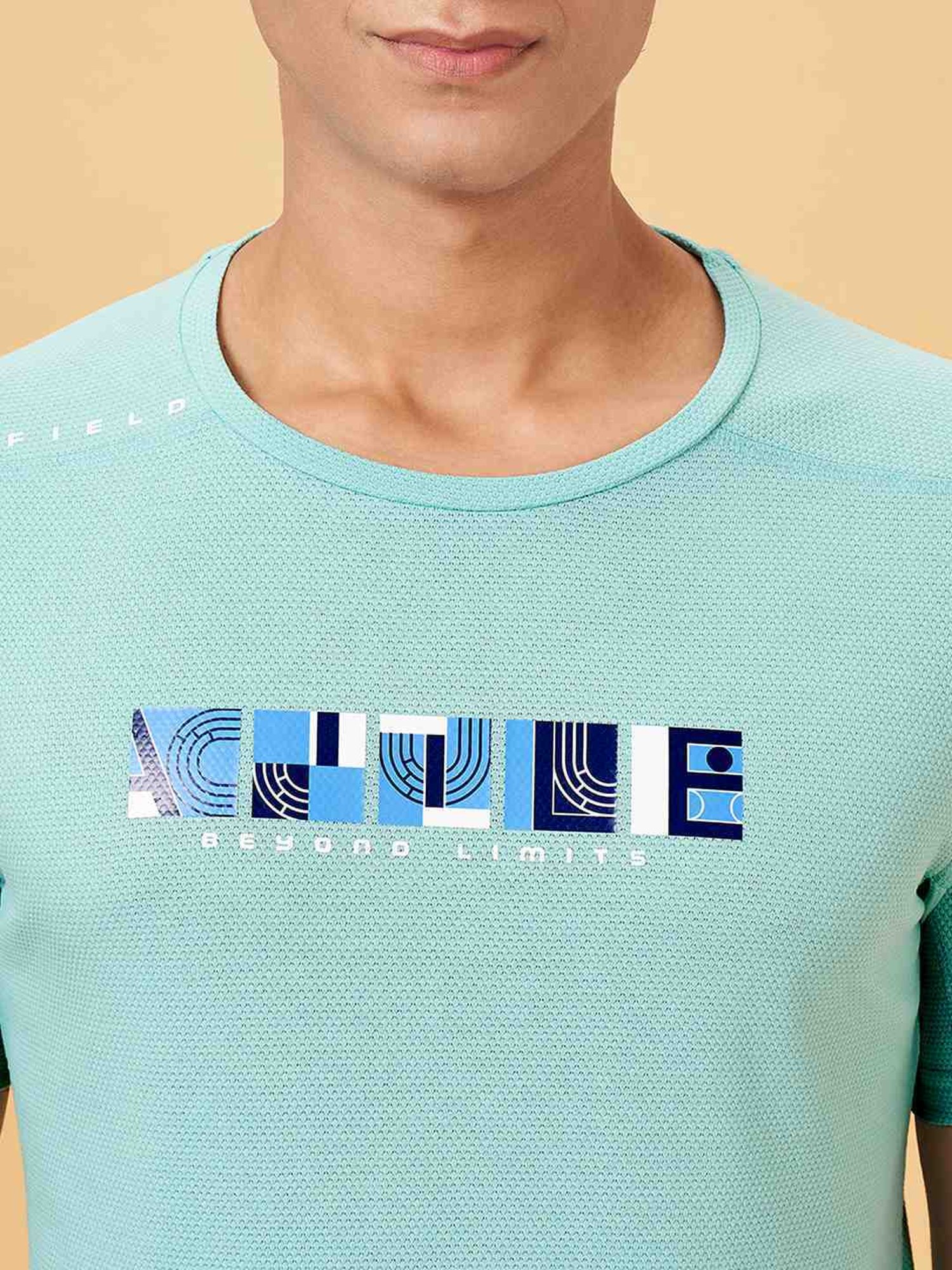 Ajile By Pantaloons Aqua Green Slim Fit Printed T-Shirt