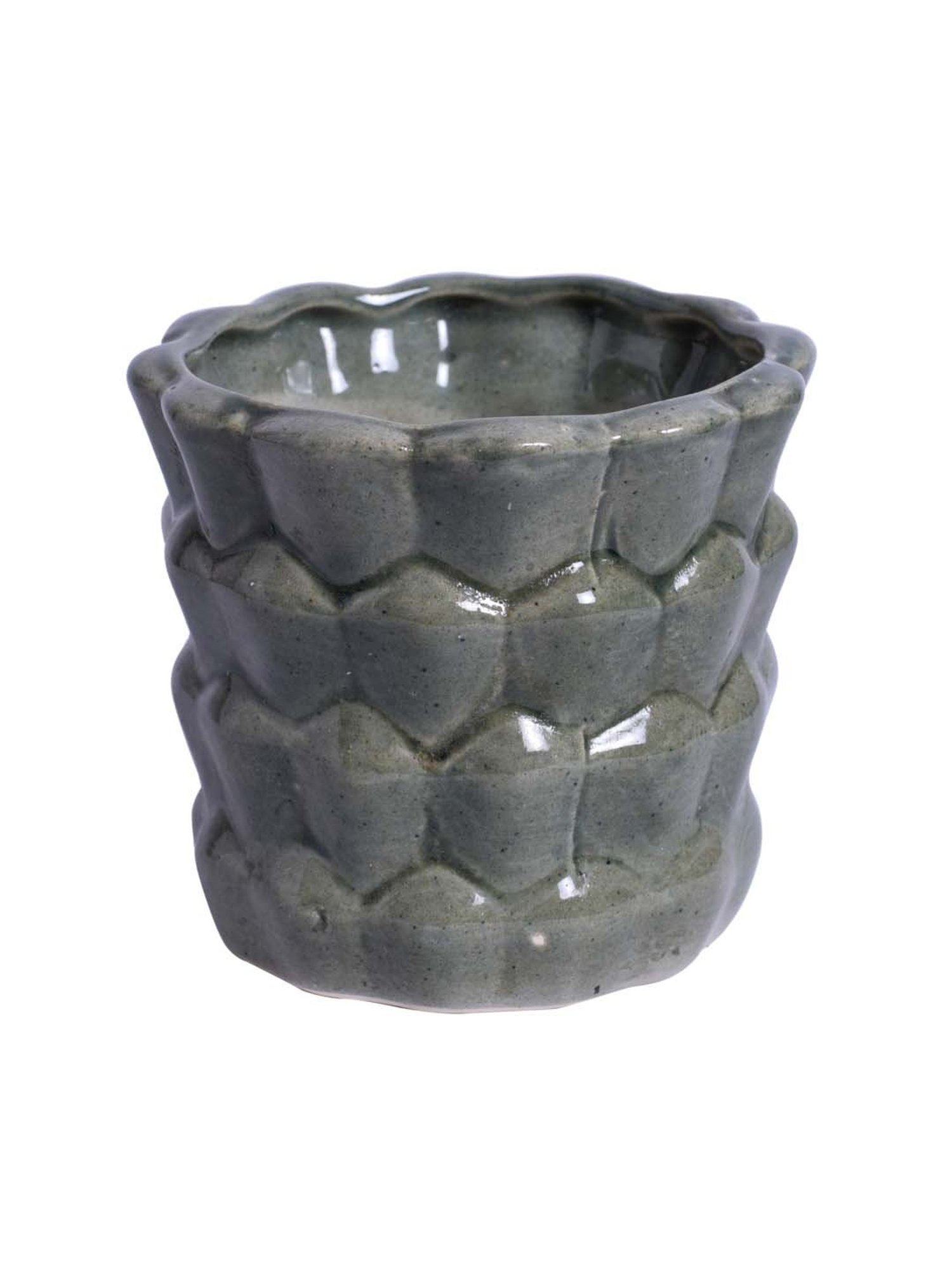 Unravel India Grey & Pink Ceramic Glazed Table Top Planter - Set of 1