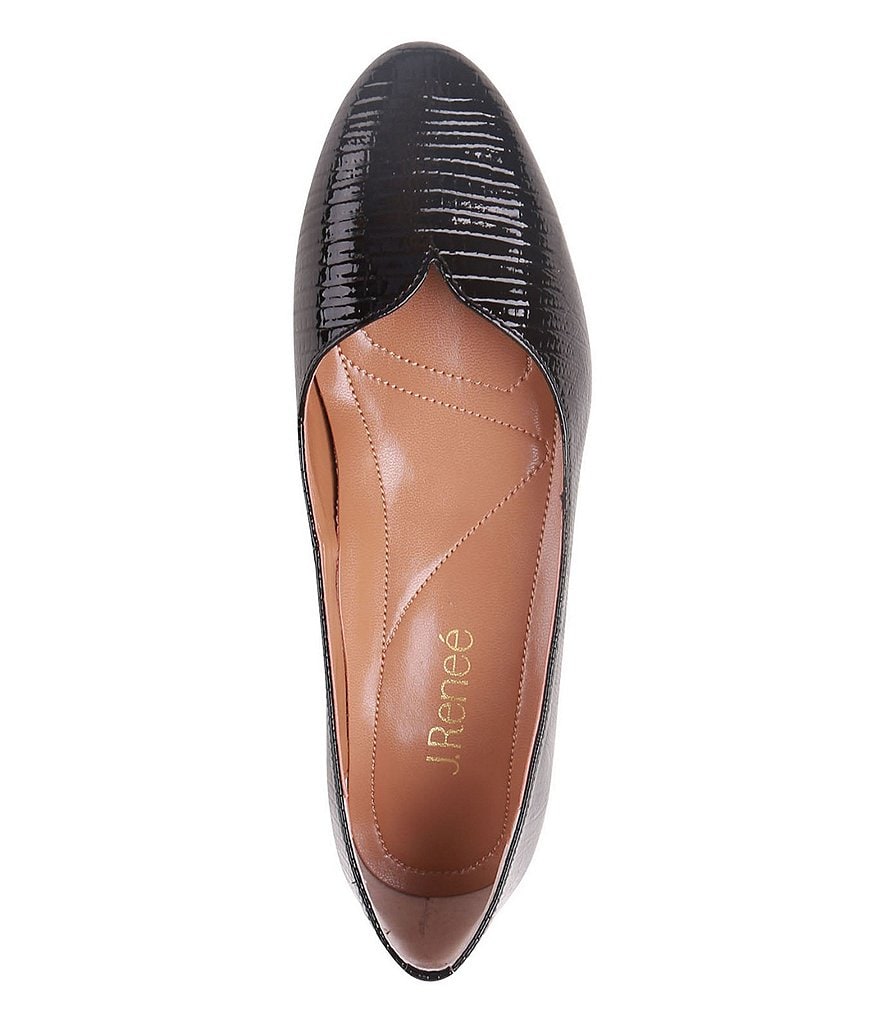 J. Renee Bambalina Lizard Print Patent Leather Block Heel Pumps